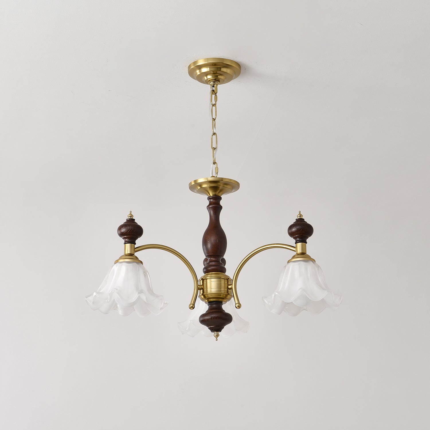 Lustra Lustre Bois Laiton Fleurs en Floraison
