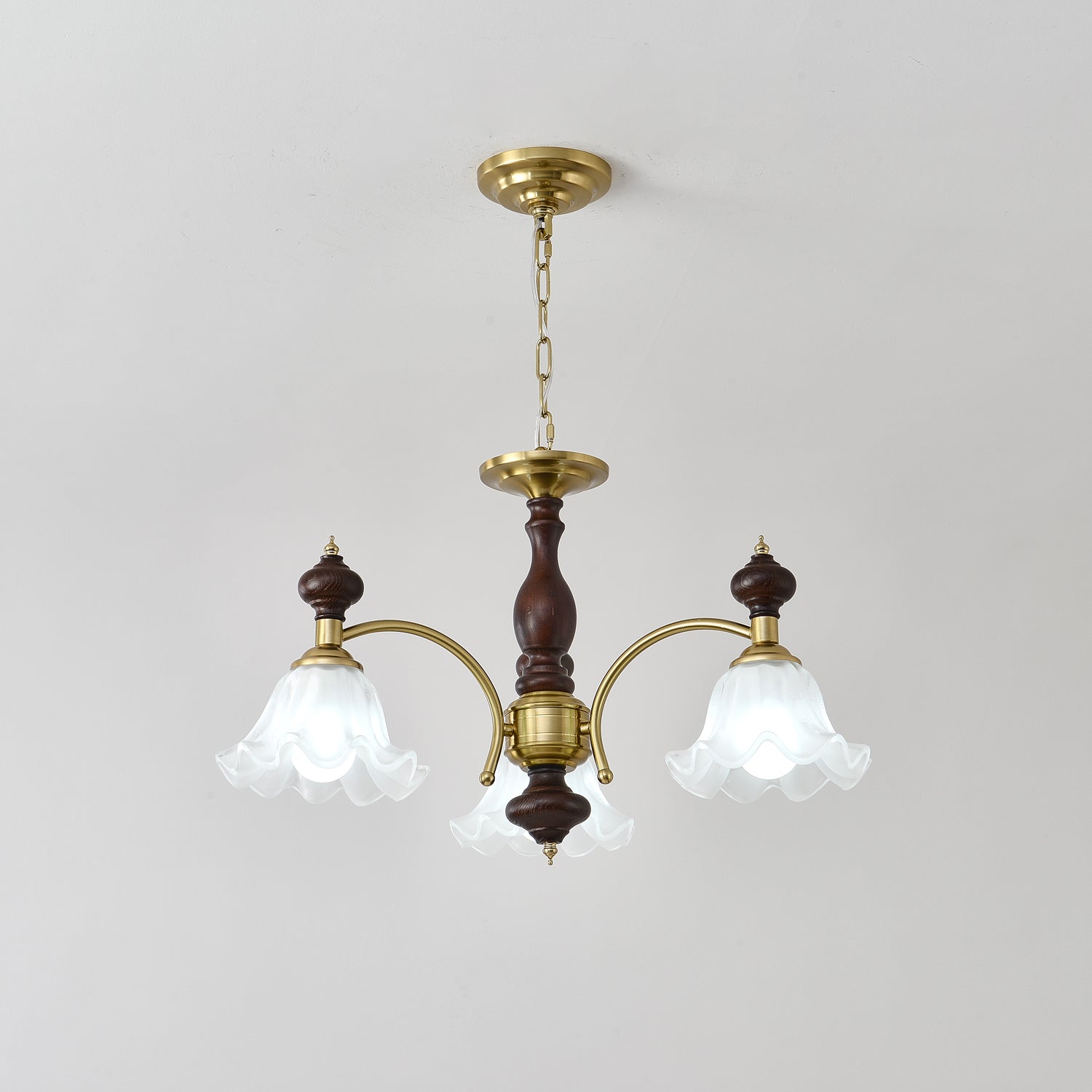 Lustra Lustre Bois Laiton Fleurs en Floraison