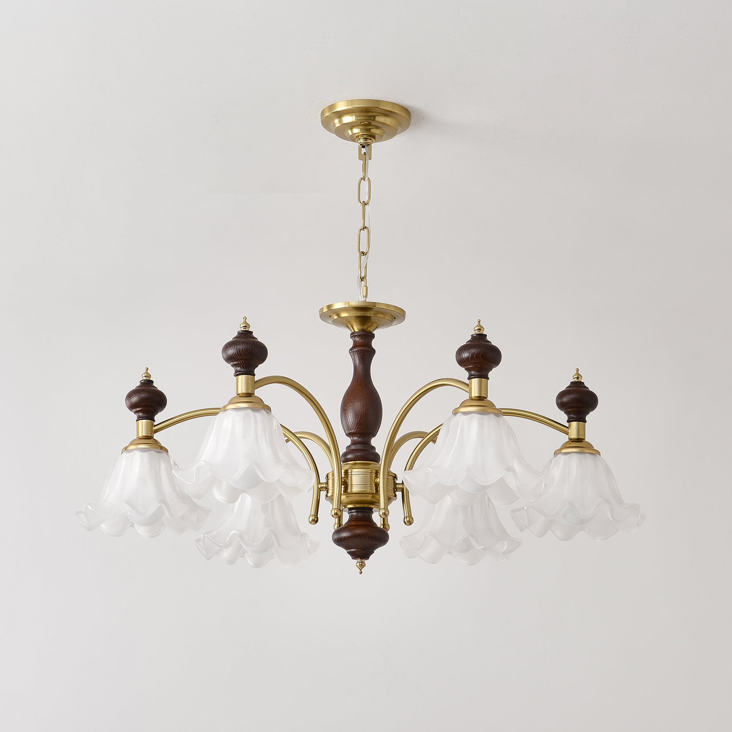 Lustra Lustre Bois Laiton Fleurs en Floraison