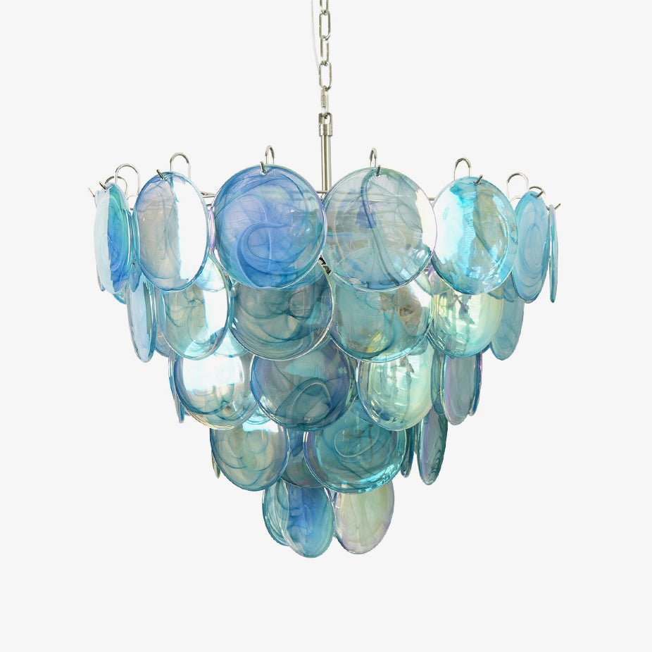 Aurora Lustre Disque en Verre Murano Bleu Élégant