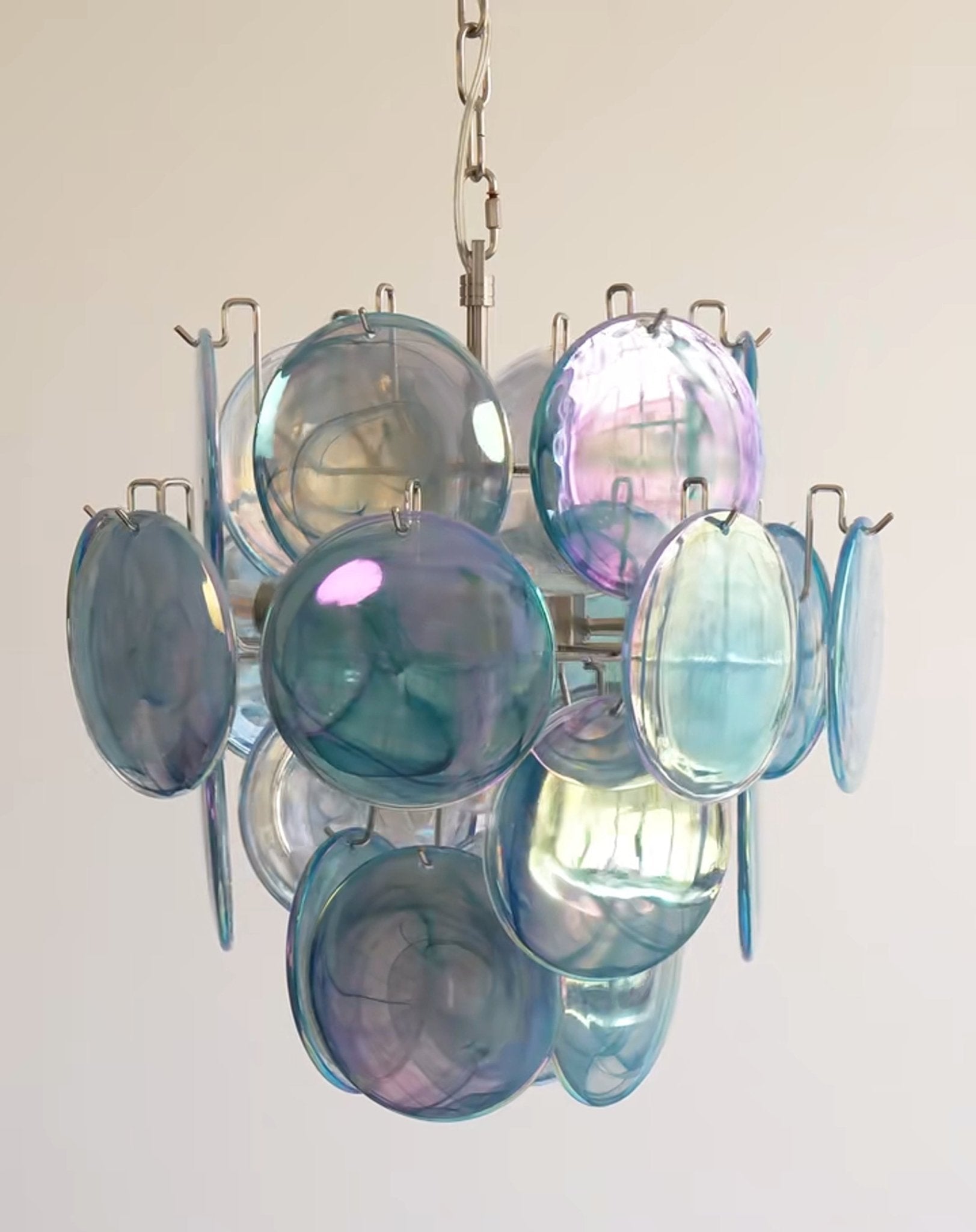 Aurora Lustre en Verre de Murano Bleu Disque Vintage