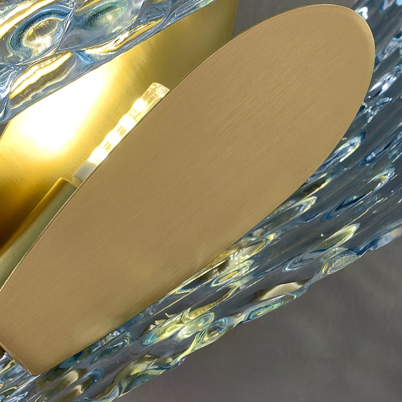 Aira Applique Murale Bleue en Verre Nervuré avec Bras en Laiton, Style Chic et Glamour