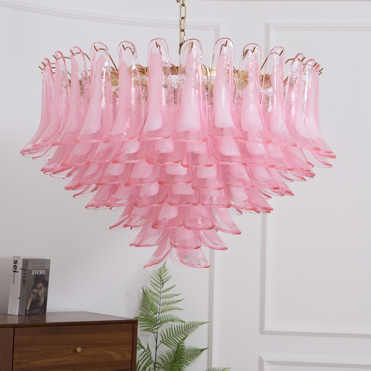 Aurora Lustre en Verre Rose Pâle Élégant