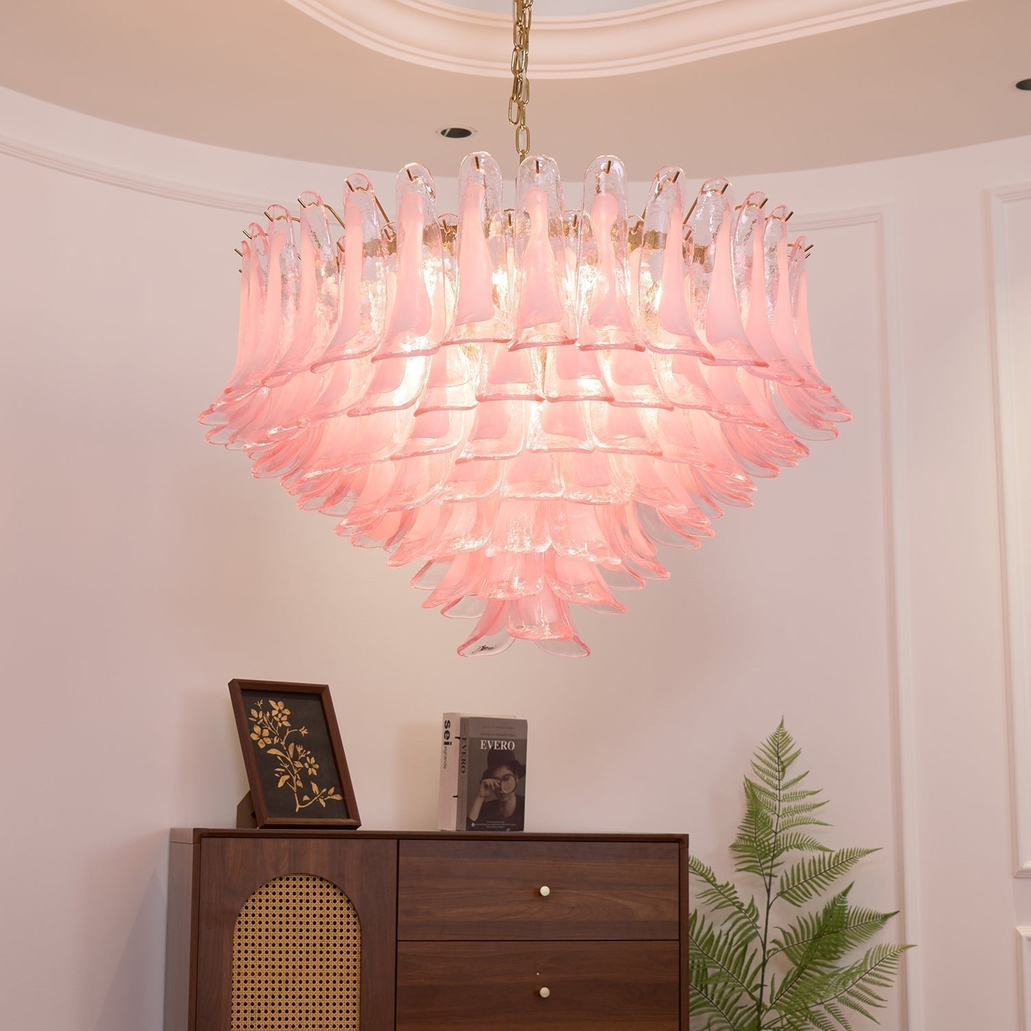 Aurora Lustre en Verre Rose Pâle Élégant