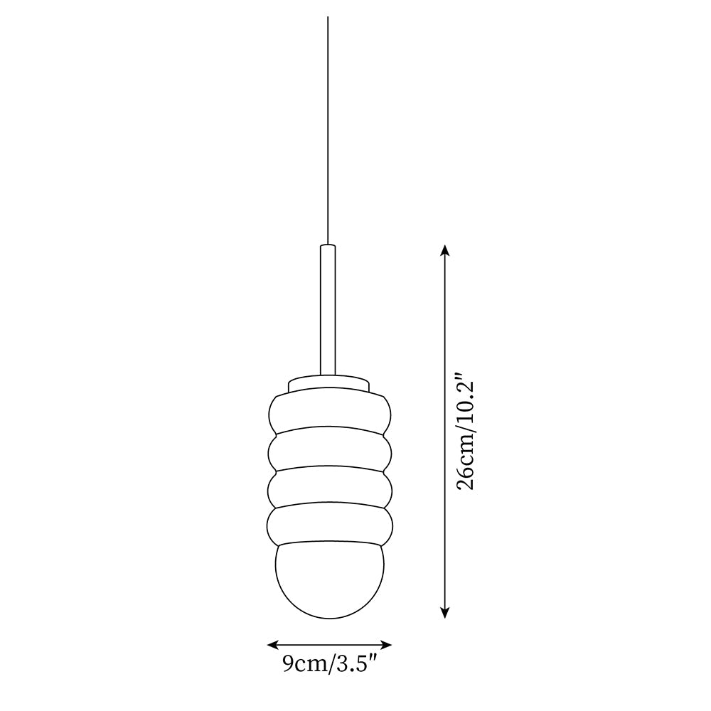 Virelli Suspension Abat-jour Céramique Striée Laiton Chaleureux Midcentury