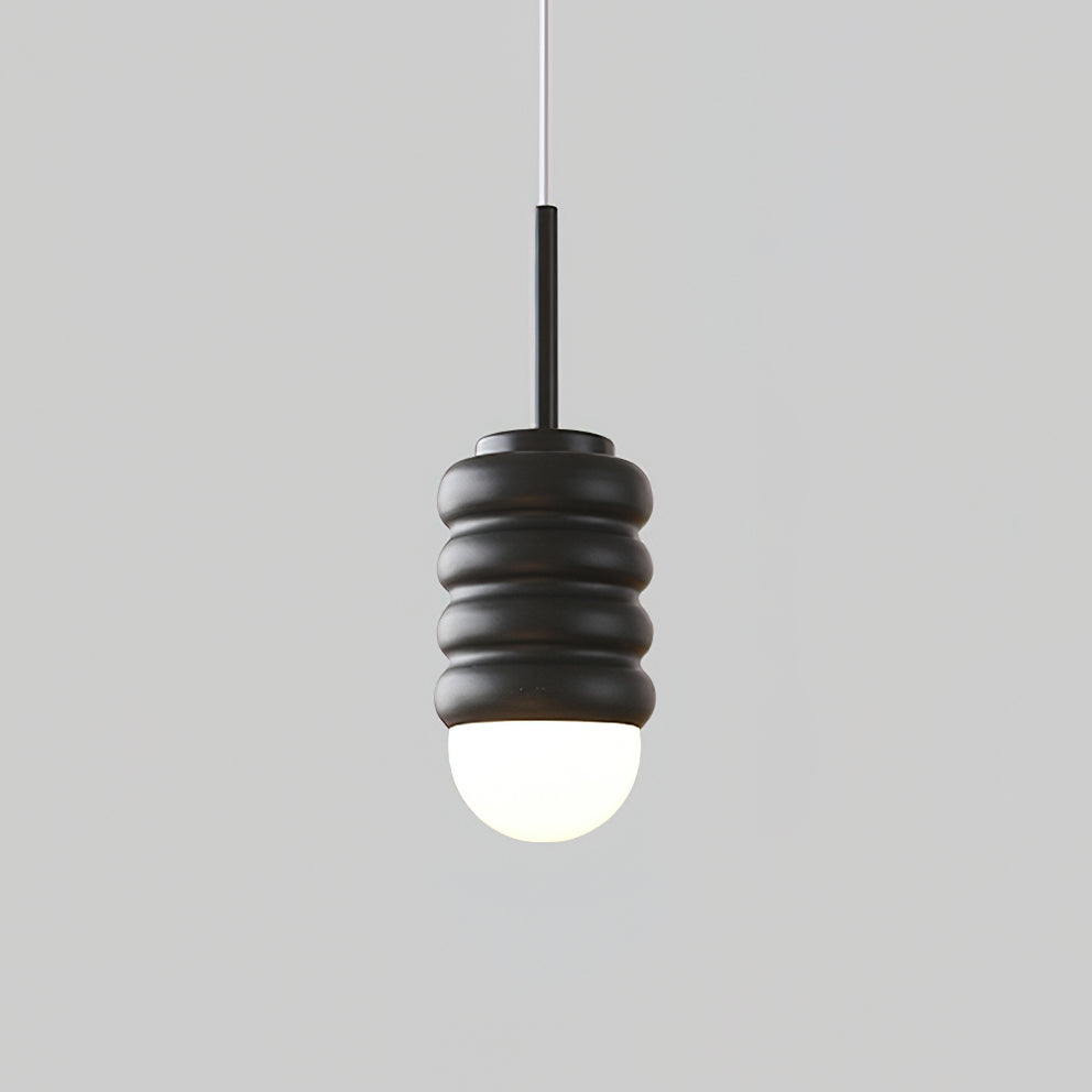 Virelli Suspension Abat-jour Céramique Striée Laiton Chaleureux Midcentury