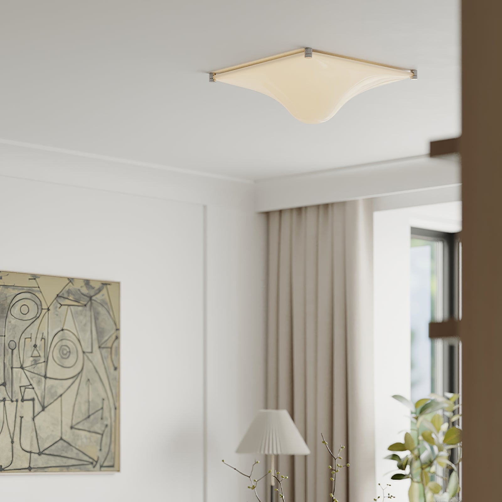Bolla Plafonnier Courbe Triangle Abat-jour Minimaliste