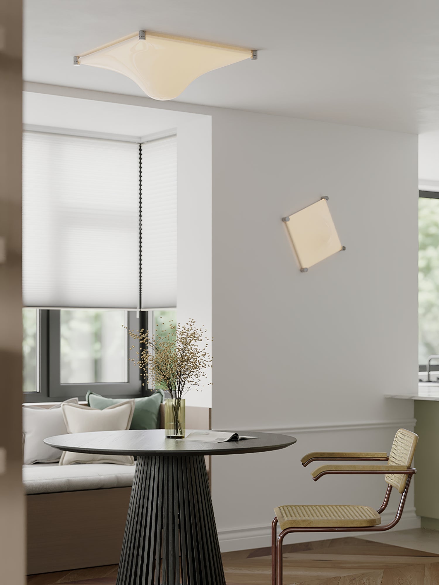 Bolla Lustre Plafonnier Blanc Doux Courbes Élégant