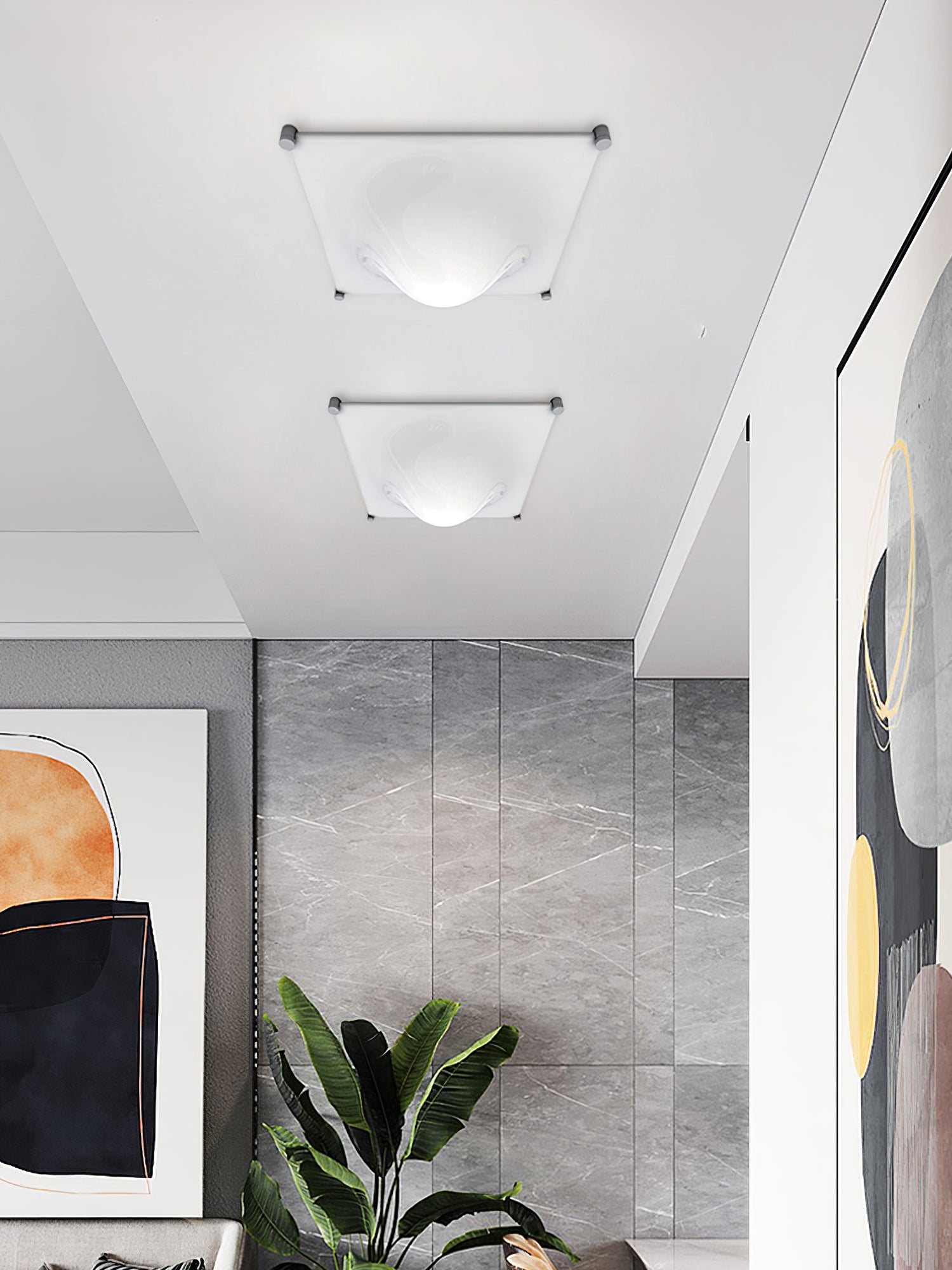 Bolla Lustre Plafonnier Blanc Doux Courbes Élégant