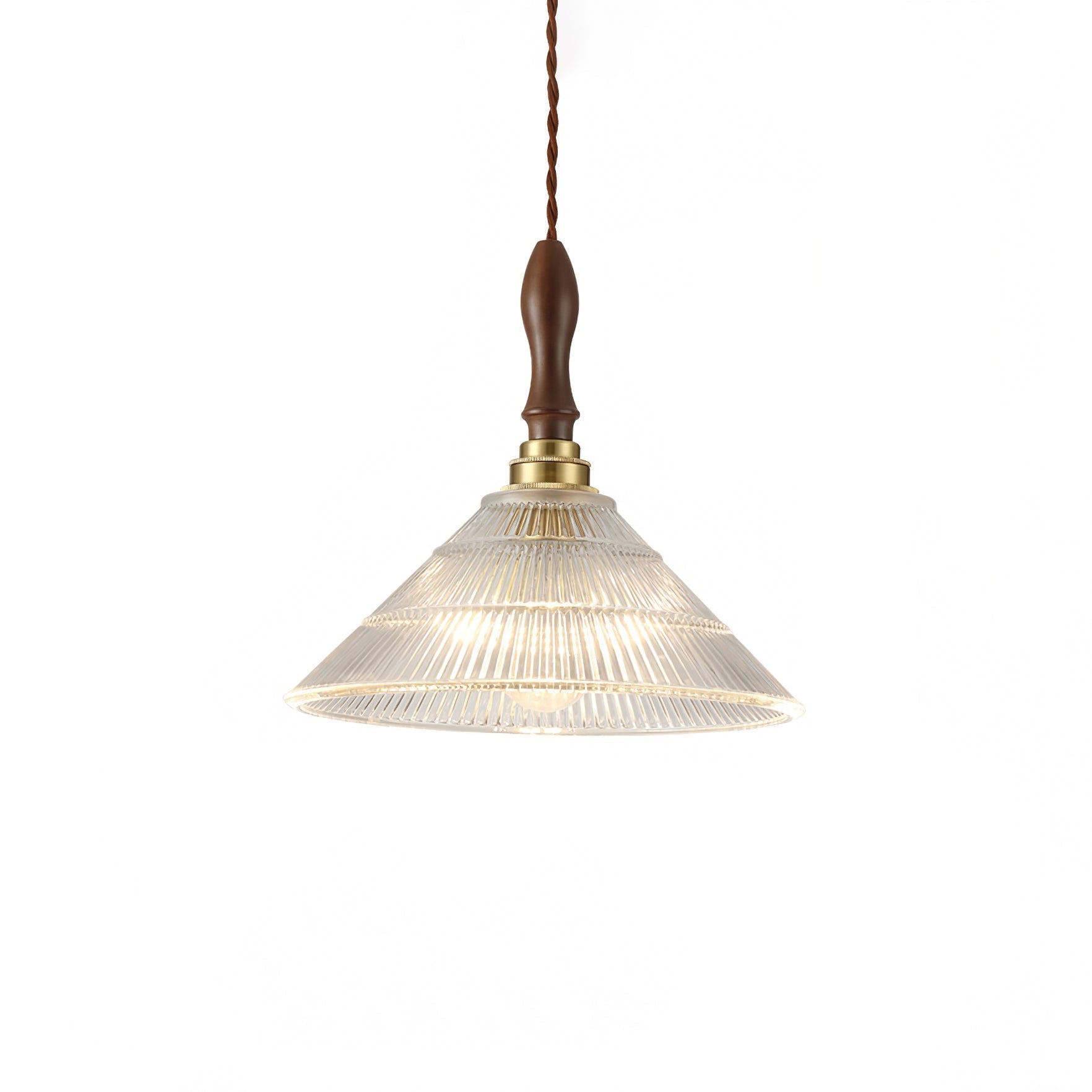 Arcara Suspension en Bois et Verre Ondulé Vintage
