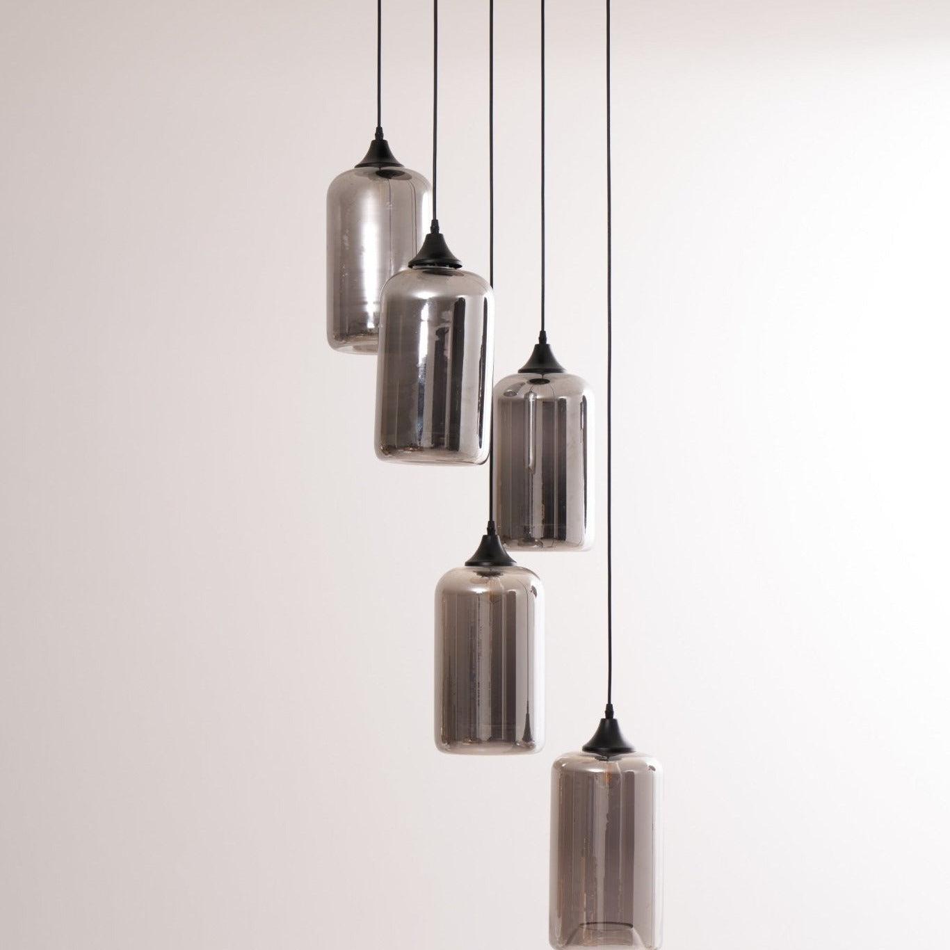 June Suspension Luminaire Industriel Verre Gris Fumé