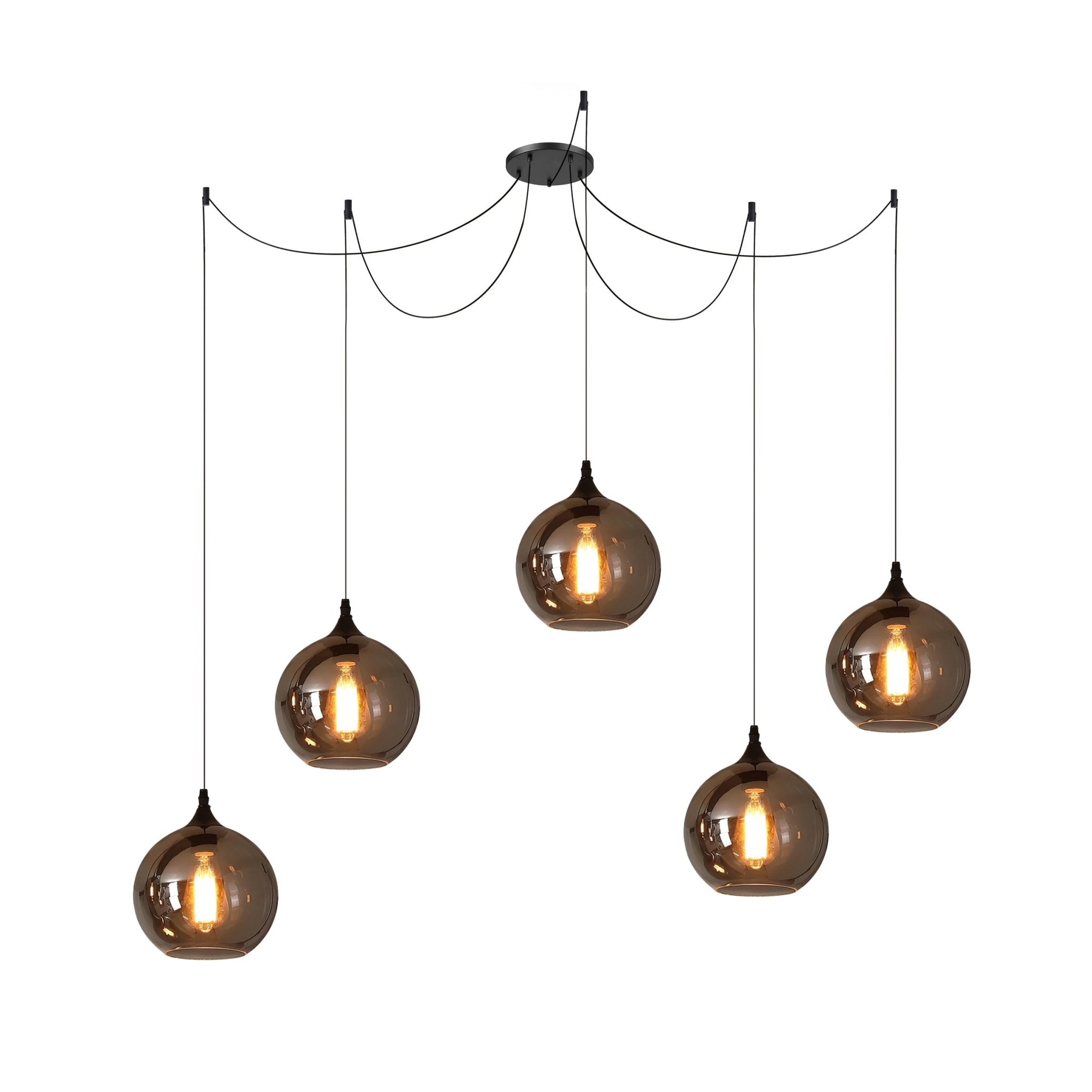 June Suspension Luminaire Industriel Verre Gris Fumé