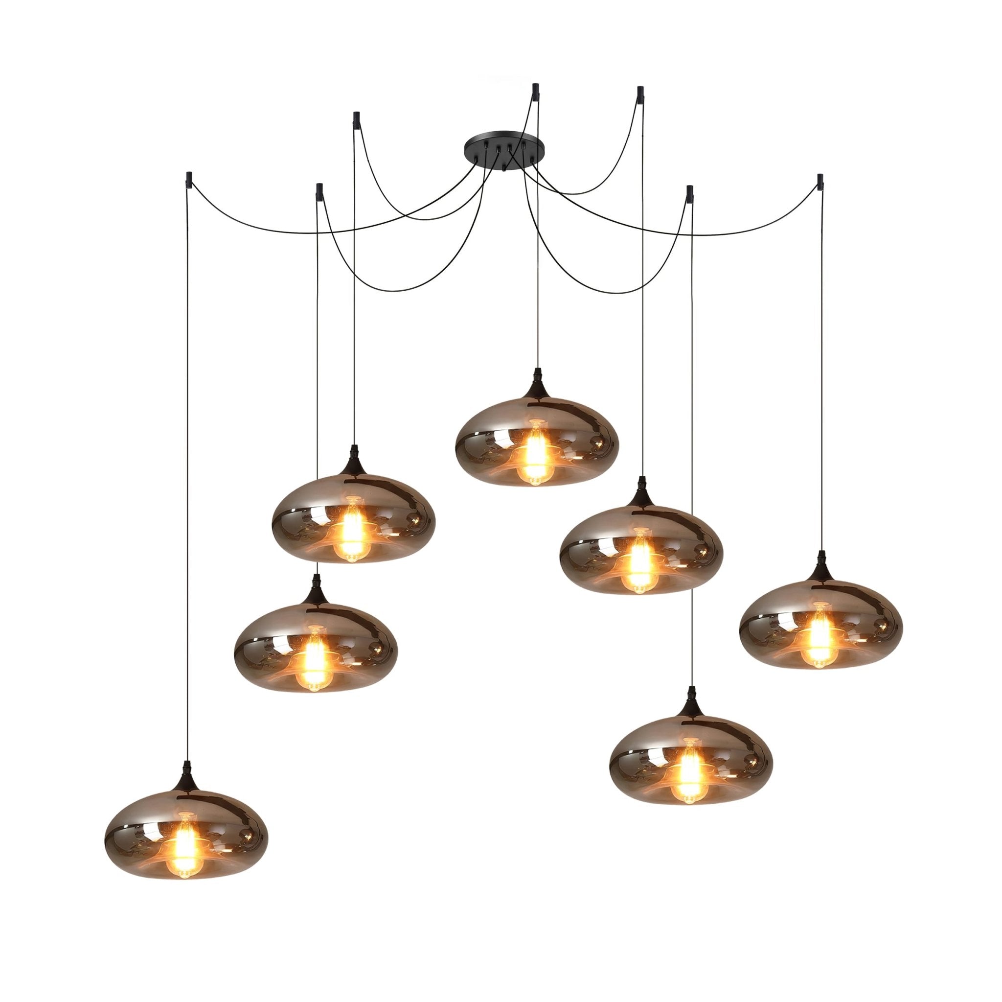 June Suspension Luminaire Industriel Verre Gris Fumé