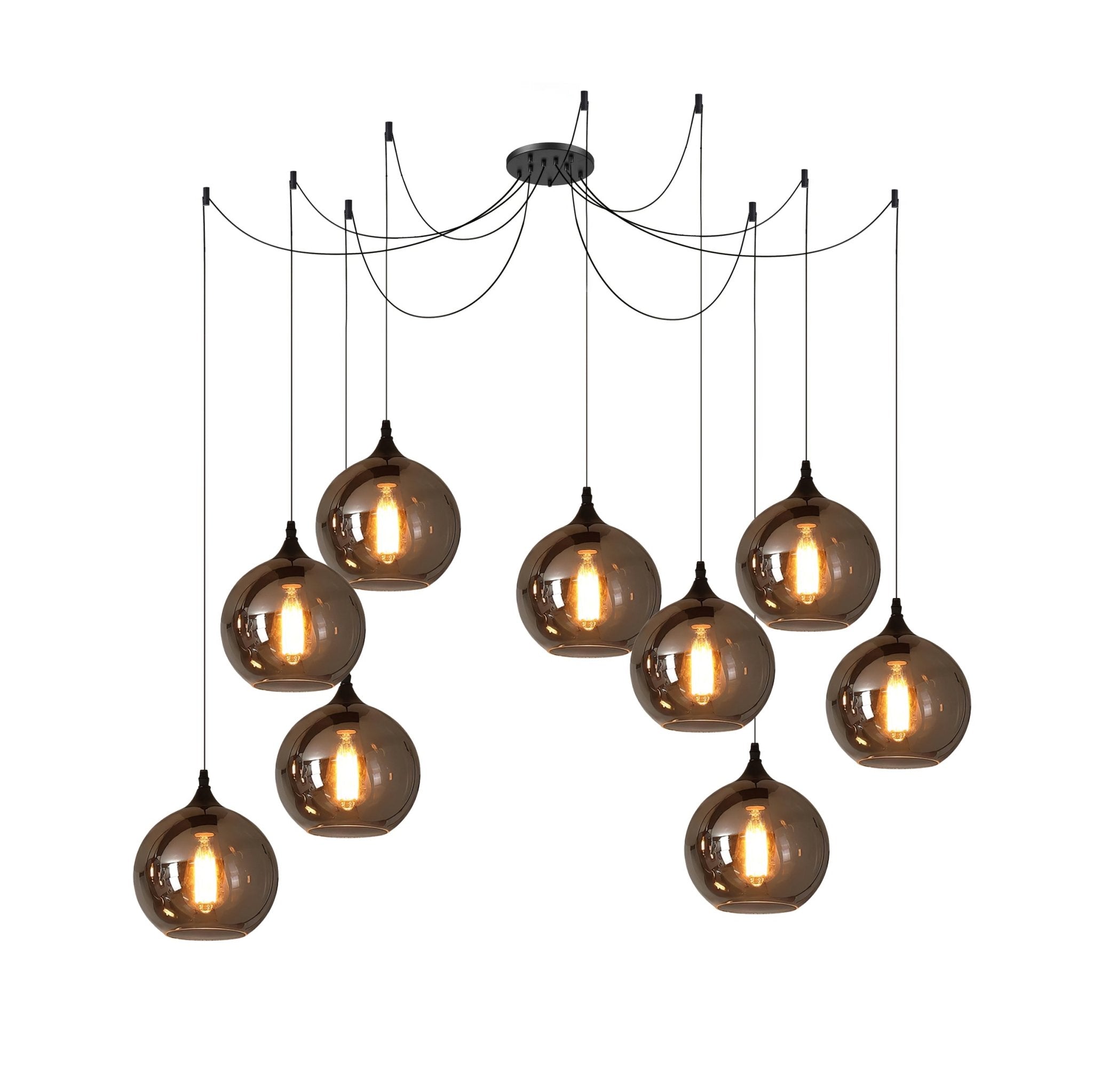 June Suspension Luminaire Industriel Verre Gris Fumé