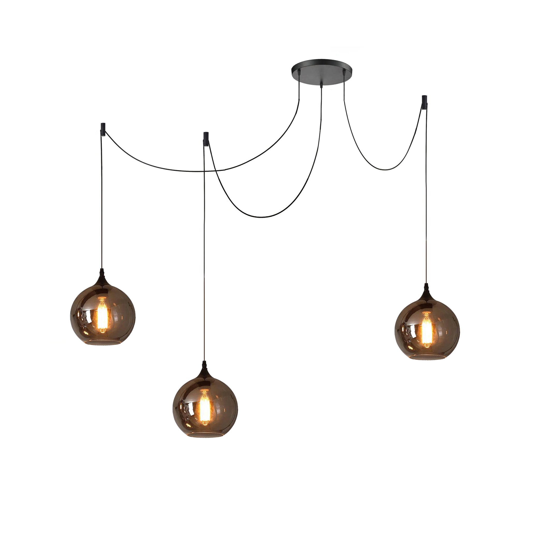 June Suspension Luminaire Industriel Verre Gris Fumé