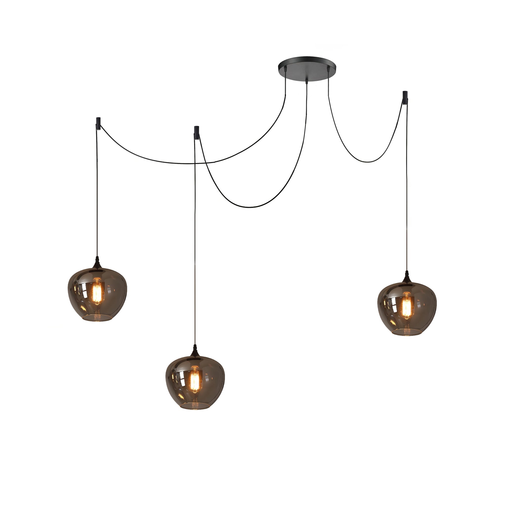 June Suspension Luminaire Industriel Verre Gris Fumé