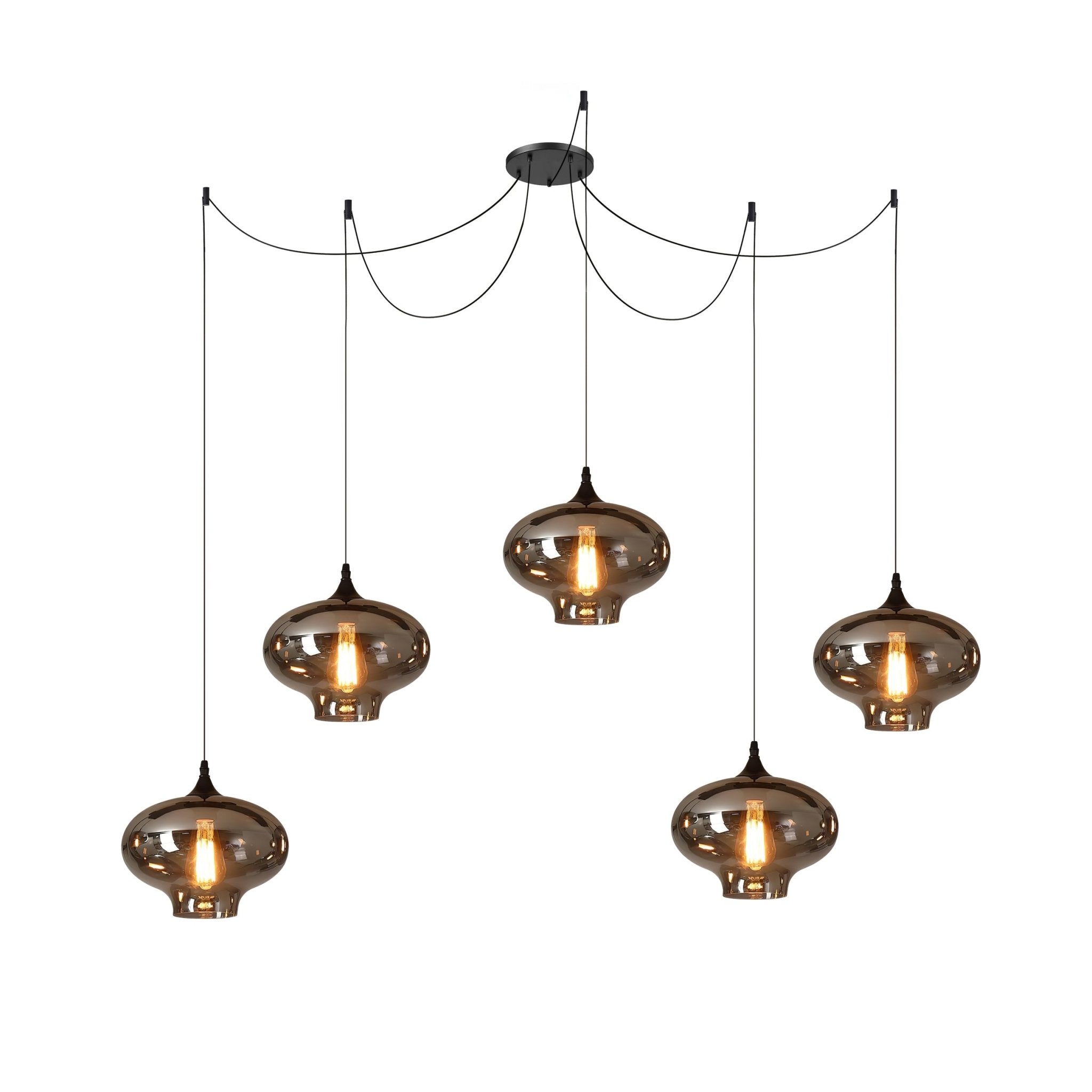 June Suspension Luminaire Industriel Verre Gris Fumé