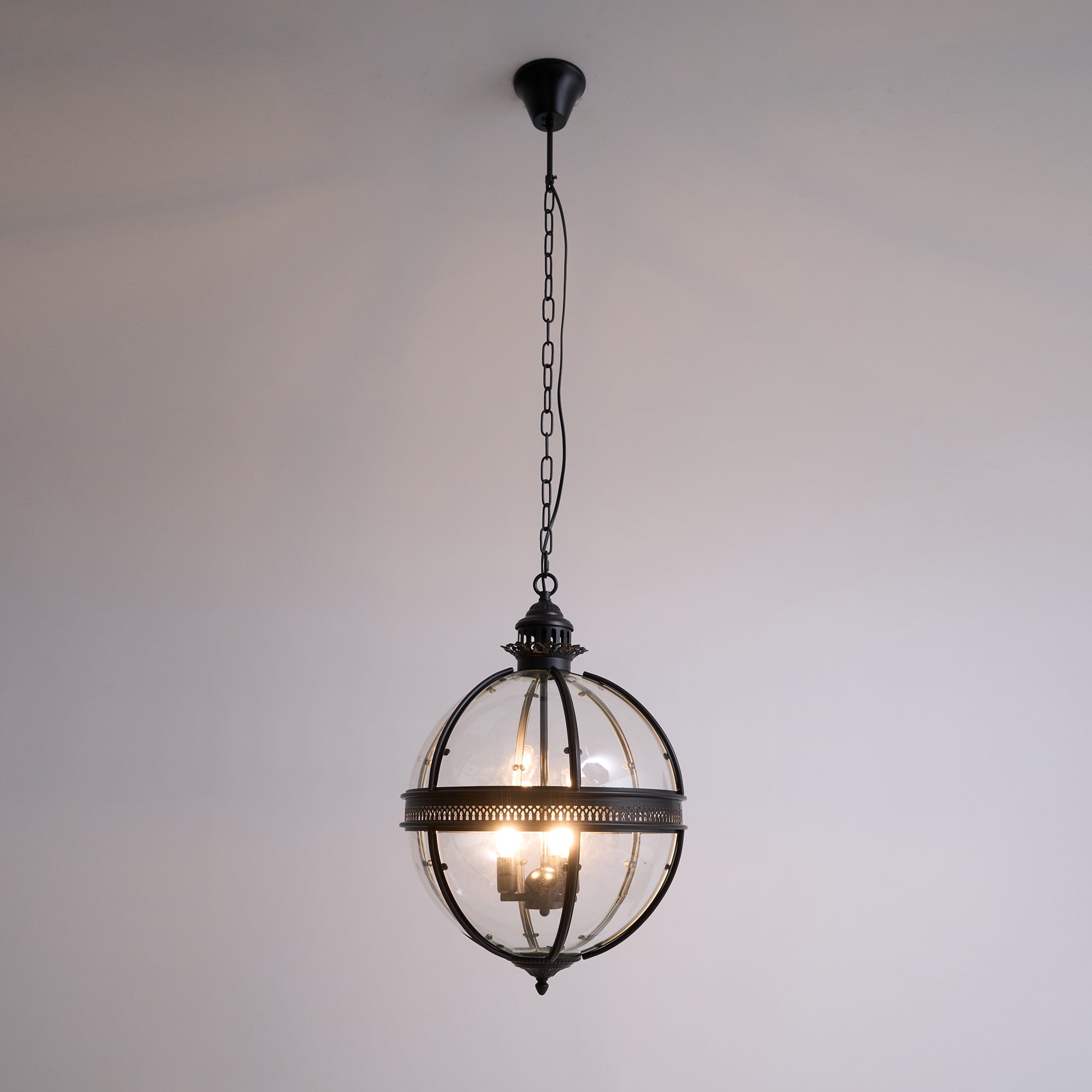 Svelte Ancien Industriel Métal Verre Suspension