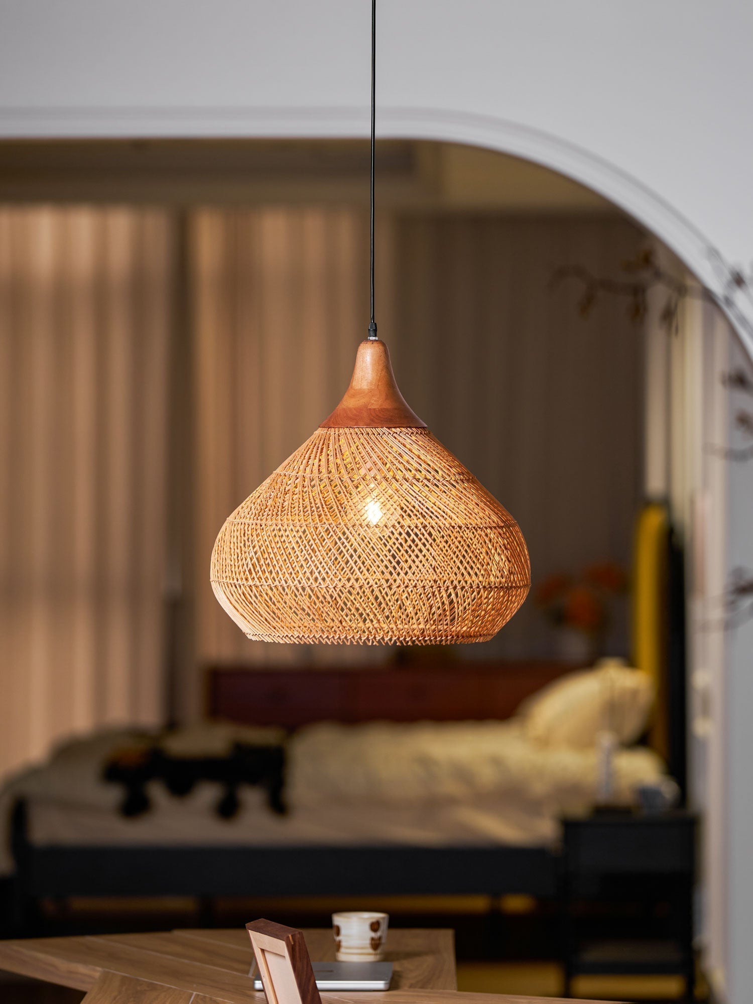 Solavn Lampe suspendue en bois de rotin
