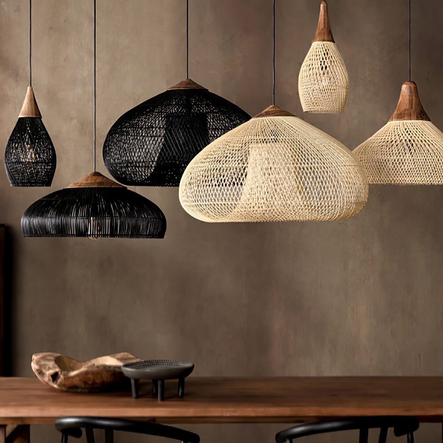 Evelyn Suspension en Rotin Tressé pour Salon
