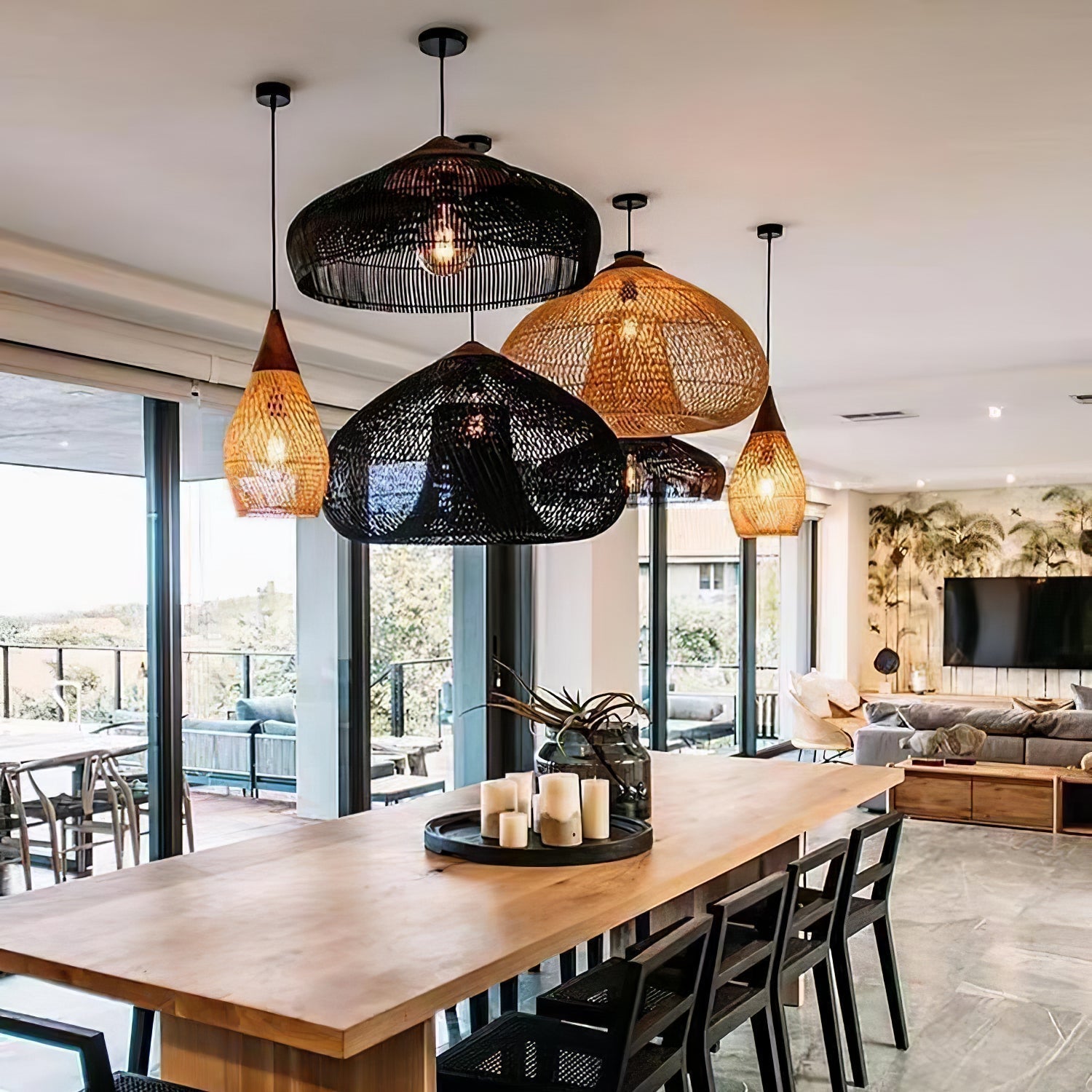 Evelyn Suspension en Rotin Tressé pour Salon