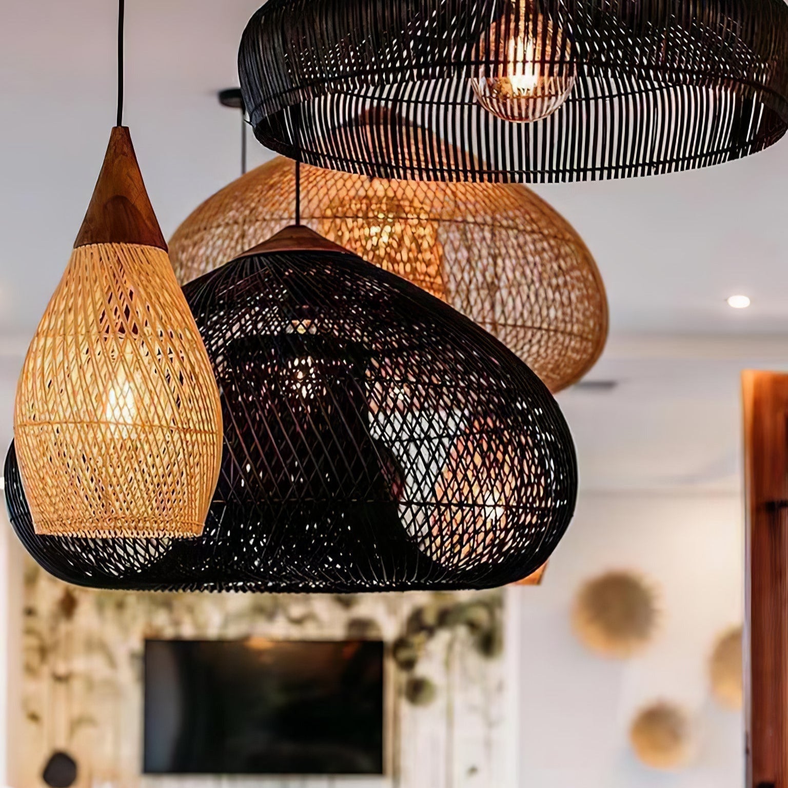 Evelyn Suspension en Rotin Tressé pour Salon