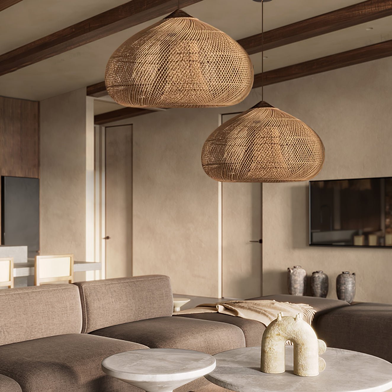 Solavn Lampe suspendue en bois de rotin