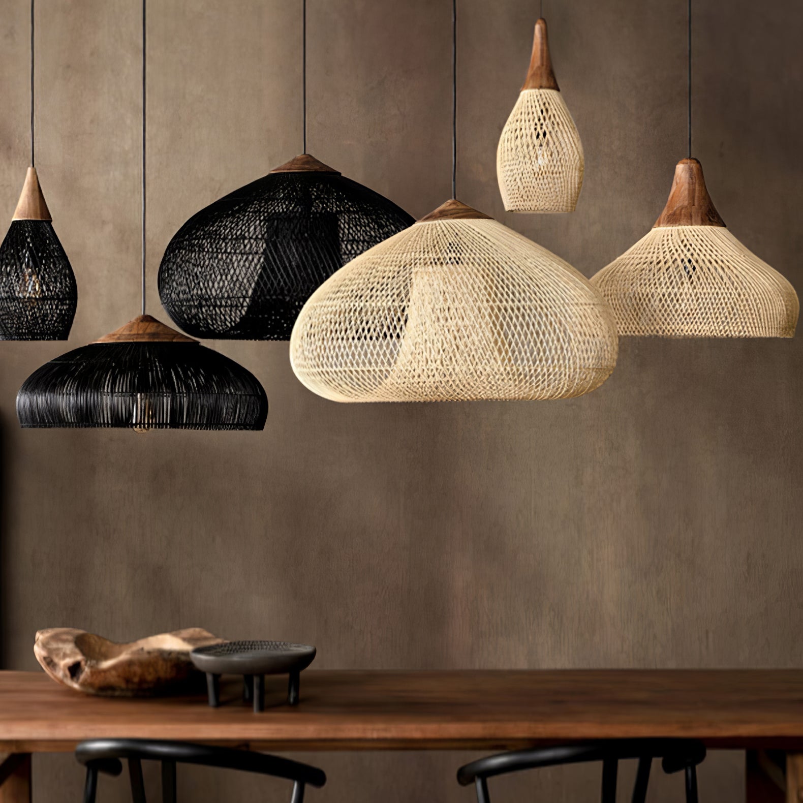 Solavn Lampe suspendue en bois de rotin