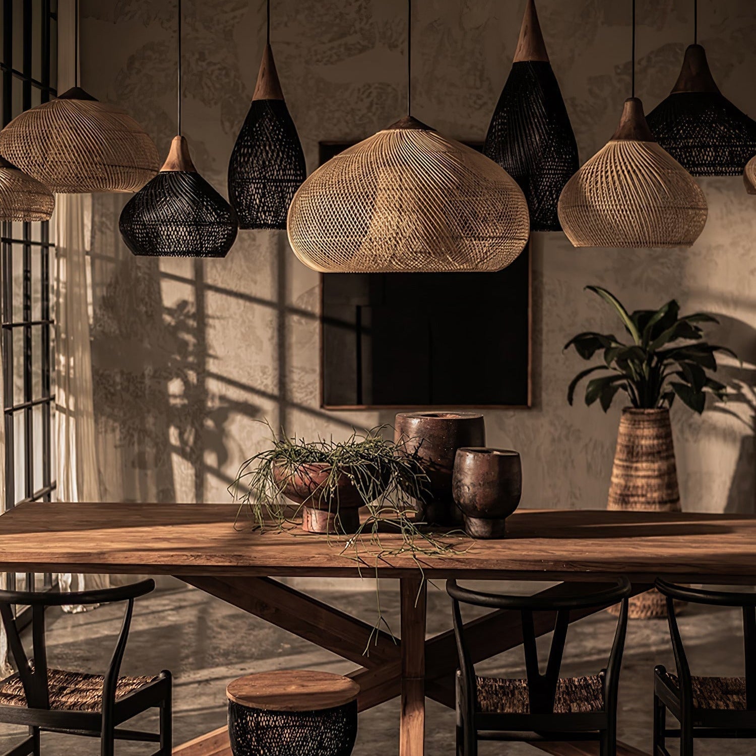 Evelyn Suspension en Rotin Tressé pour Salon
