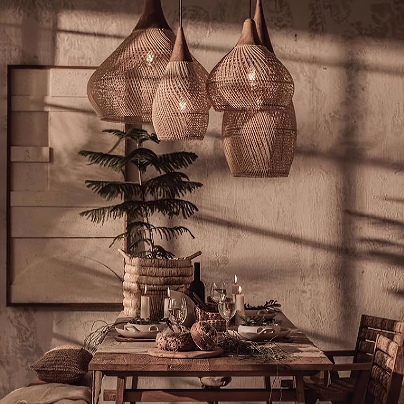 Solavn Lampe suspendue en bois de rotin
