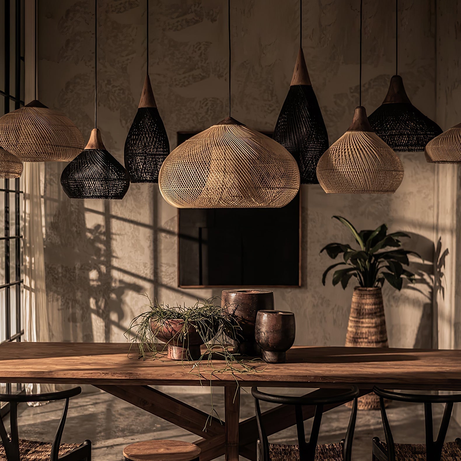 Evelyn Suspension en Rotin Tressé pour Salon