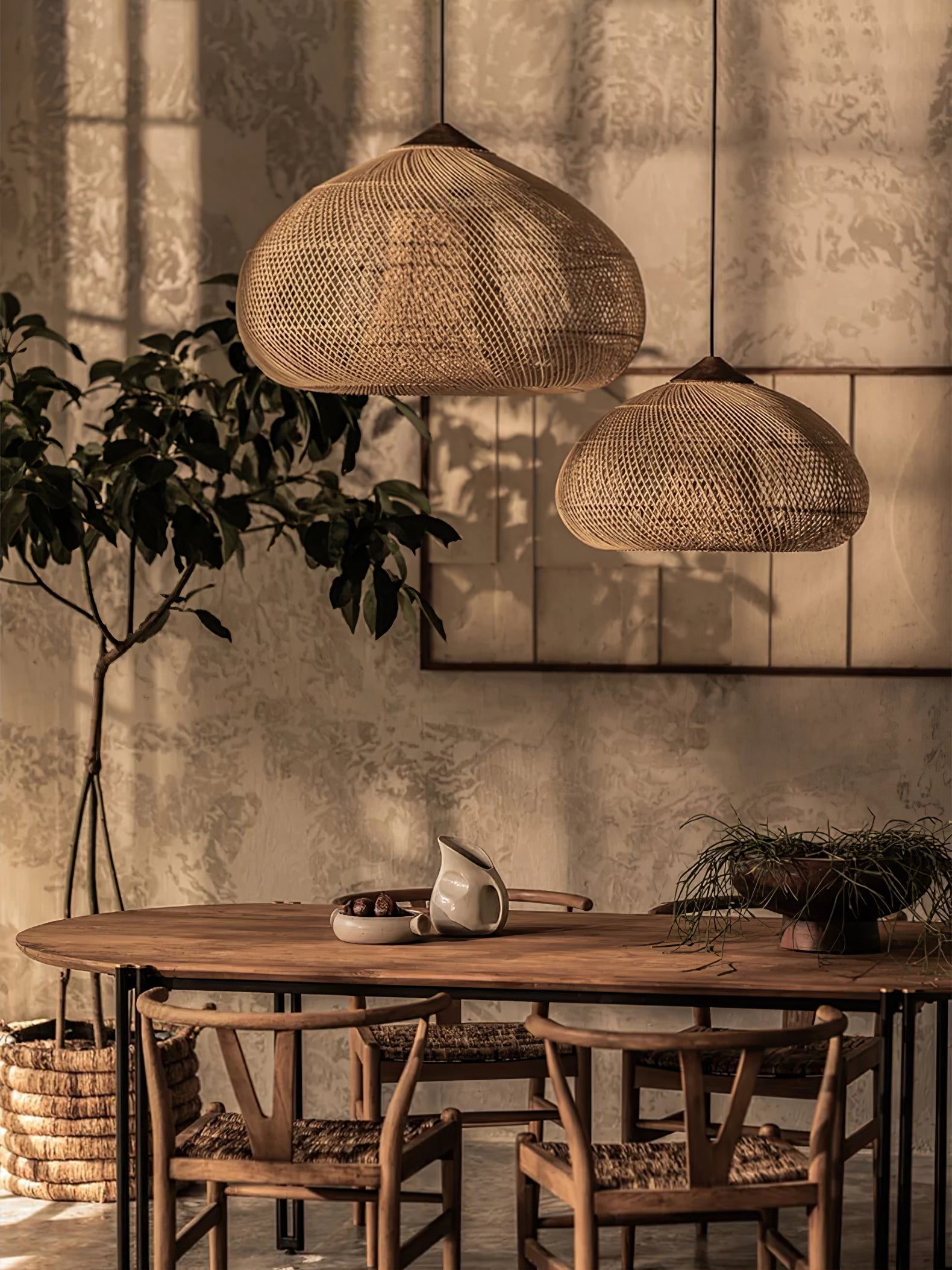 Evelyn Suspension en Rotin Tressé pour Salon