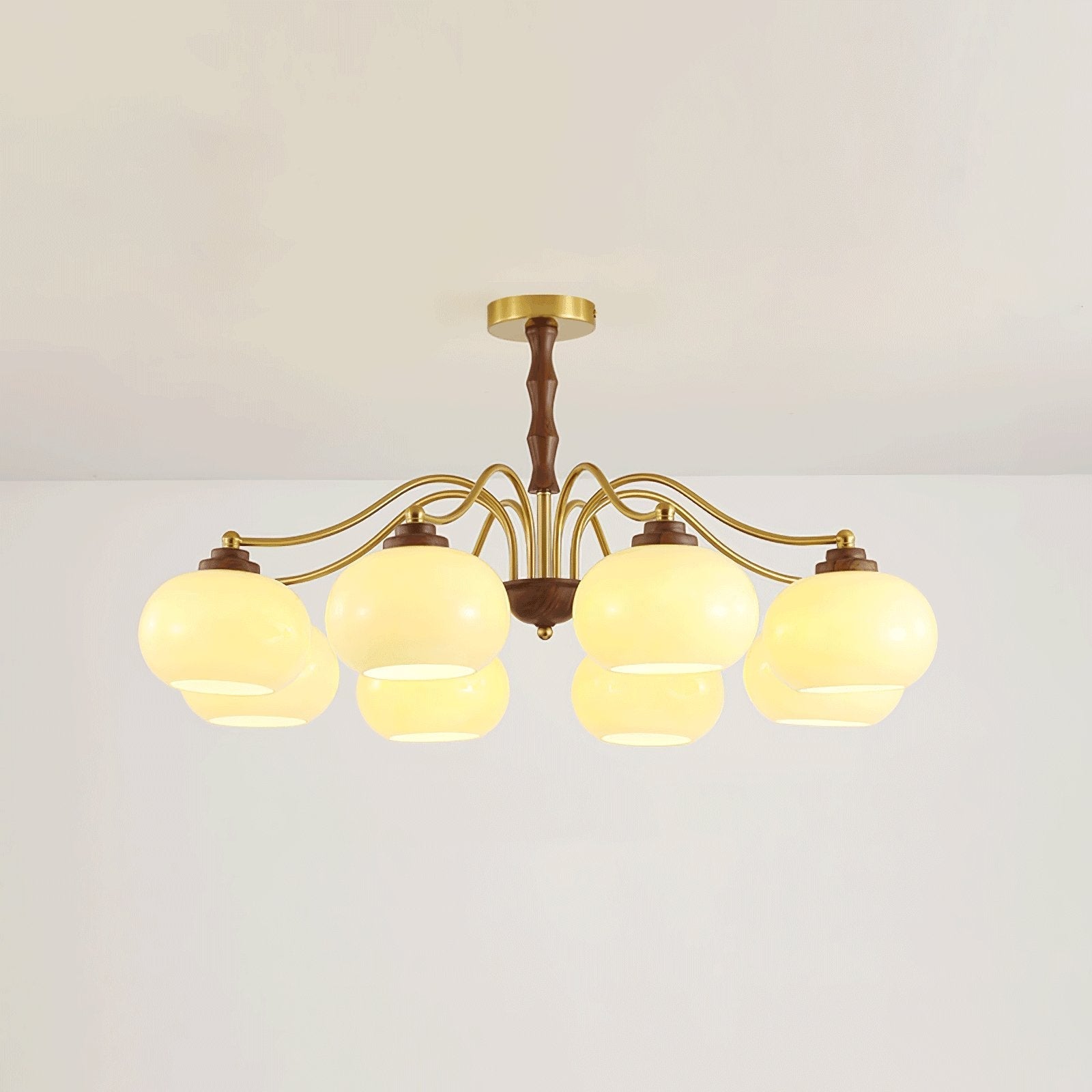 Lustra Lustre Globe en Verre et Noyer