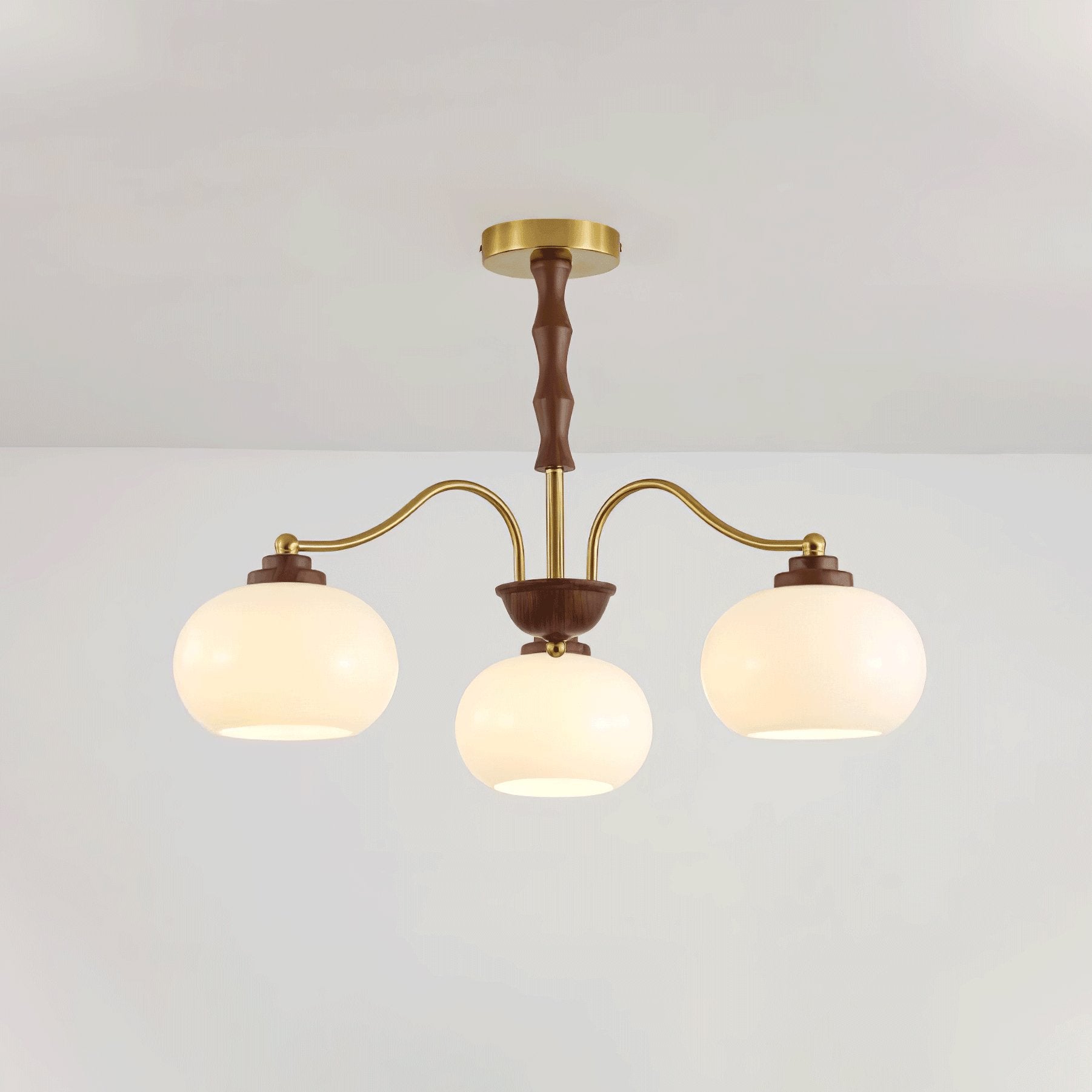 Lustra Lustre Globe en Verre et Noyer