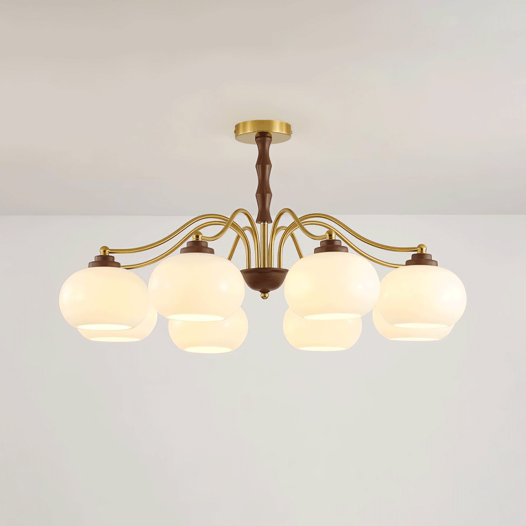 Lustra Lustre Globe en Verre et Noyer
