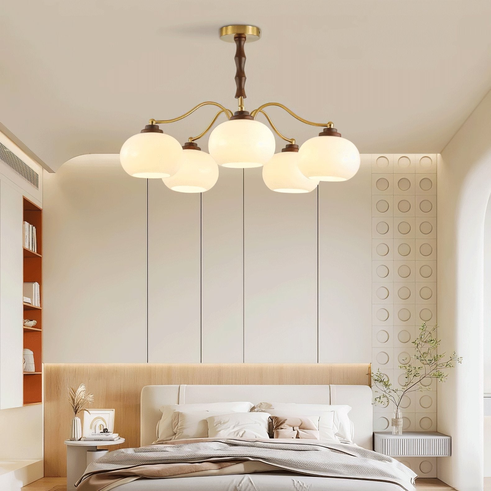 Lustra Lustre Globe en Verre et Noyer