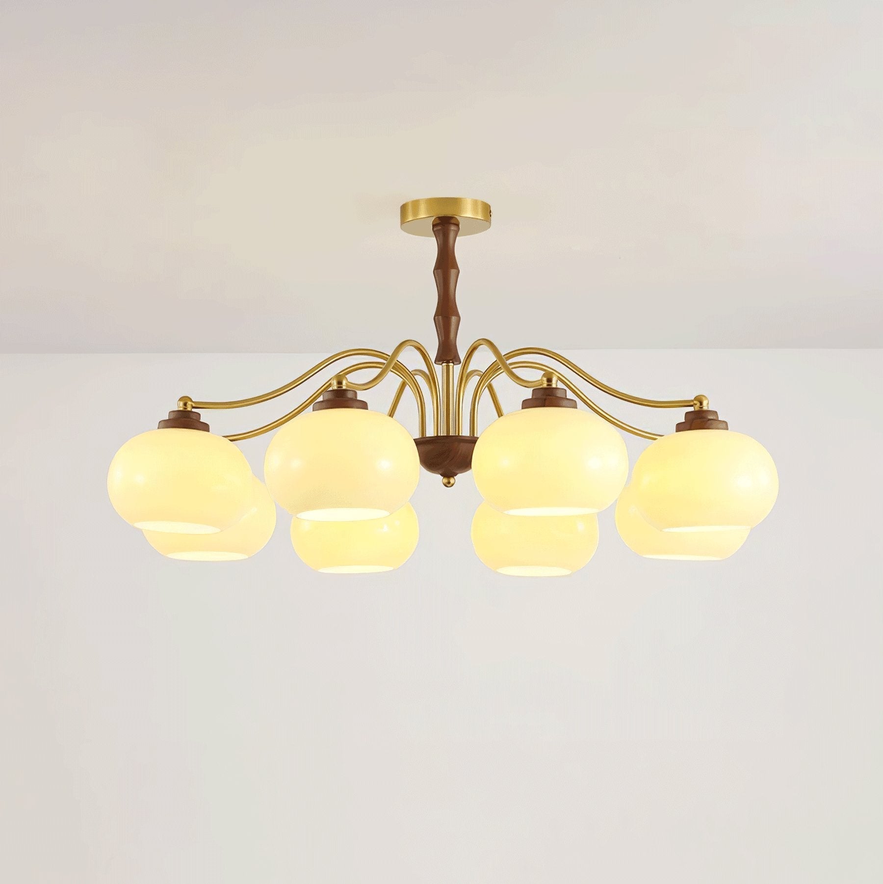 Lustra Lustre Globe en Verre et Noyer