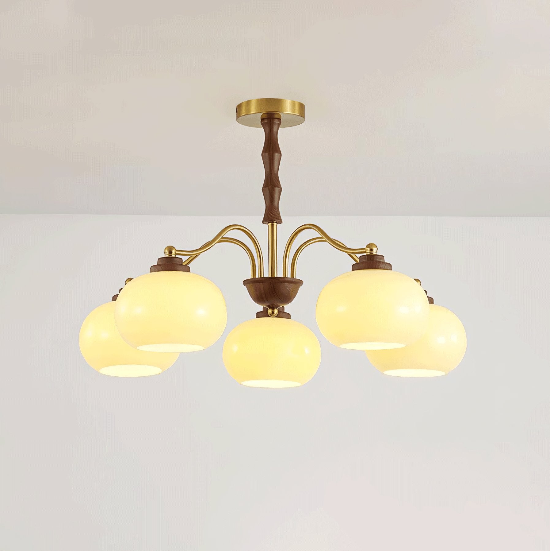 Lustra Lustre Globe en Verre et Noyer