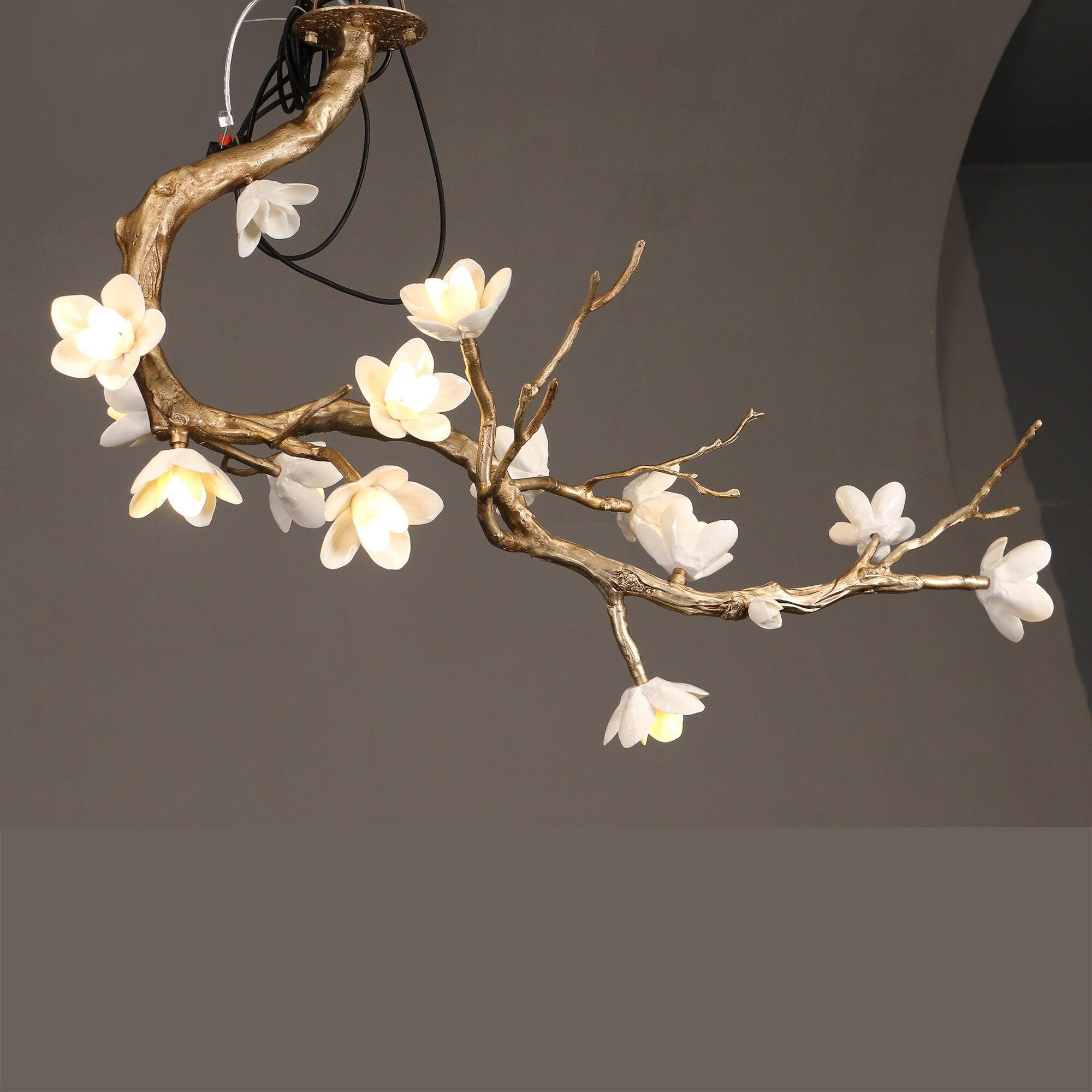 Lustra Lustre Laiton Fleur Branche Naturelle