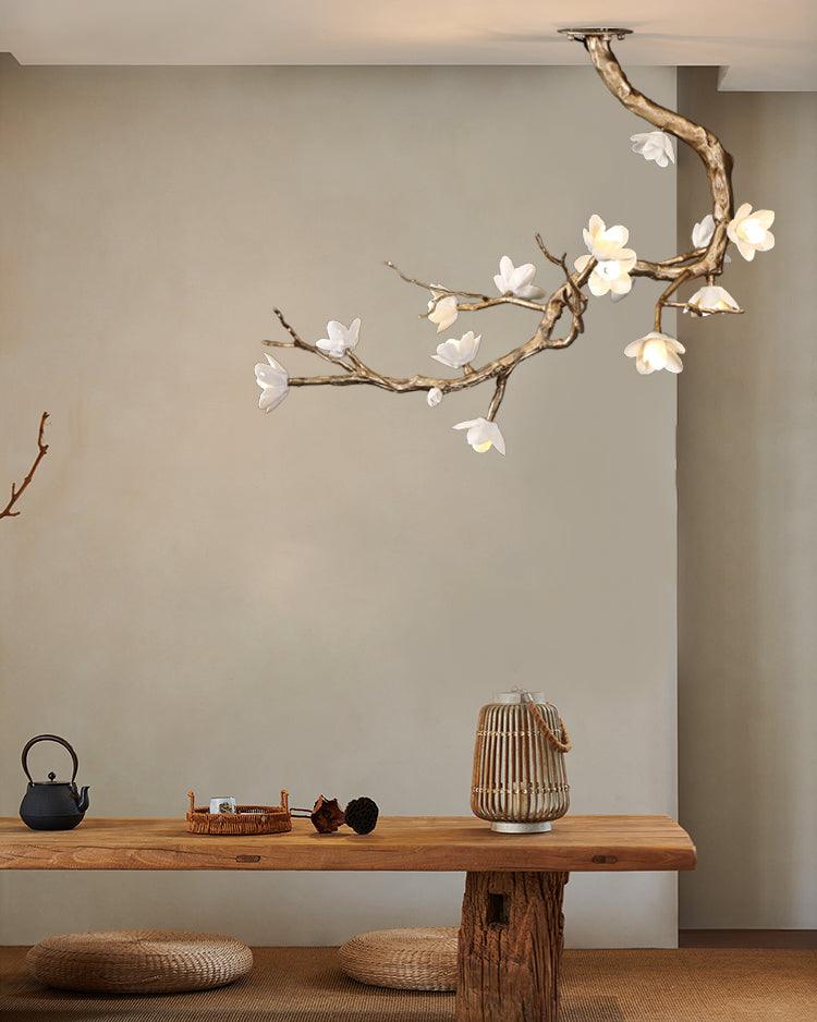 Lustra Lustre Laiton Fleur Branche Naturelle