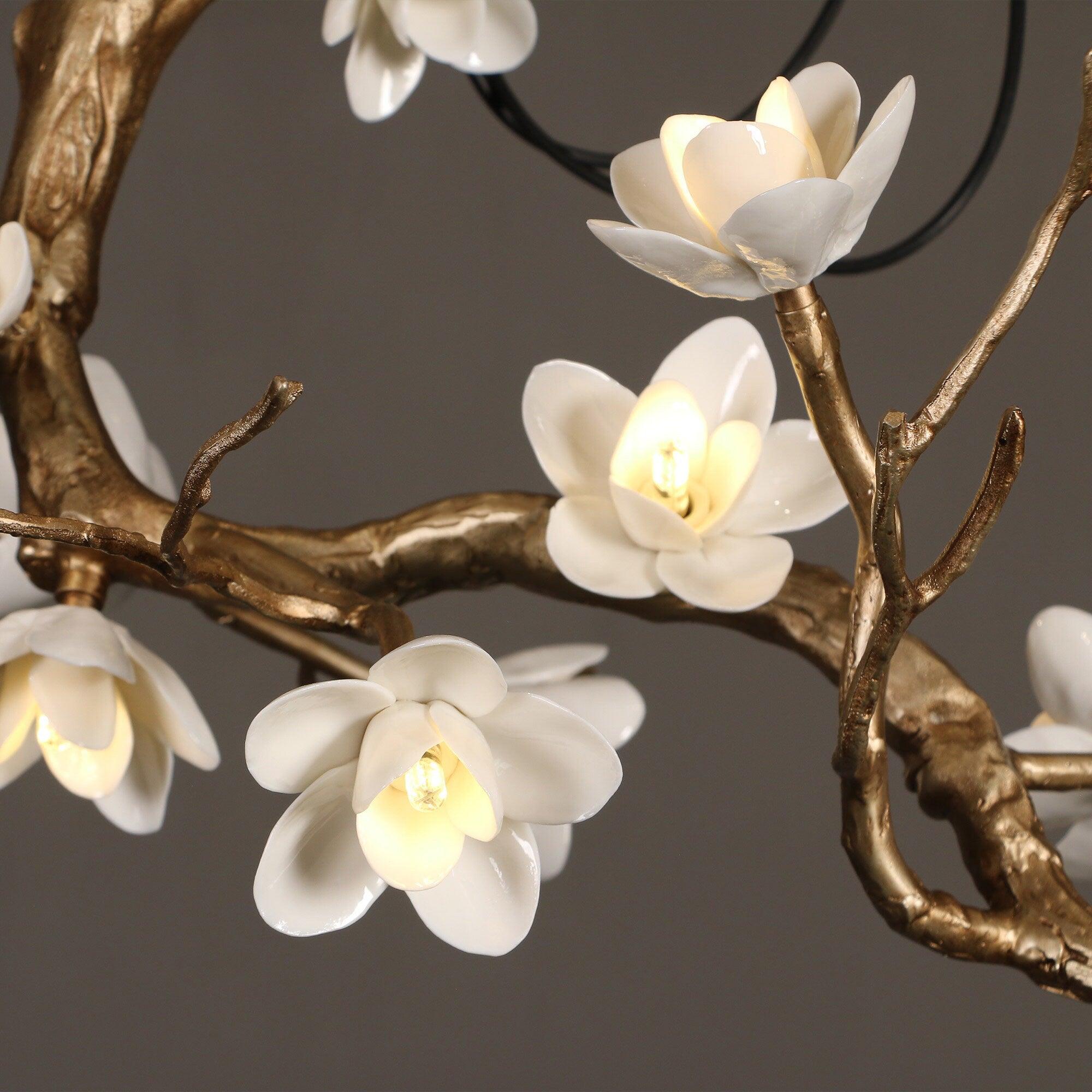Lustra Lustre Laiton Fleur Branche Naturelle
