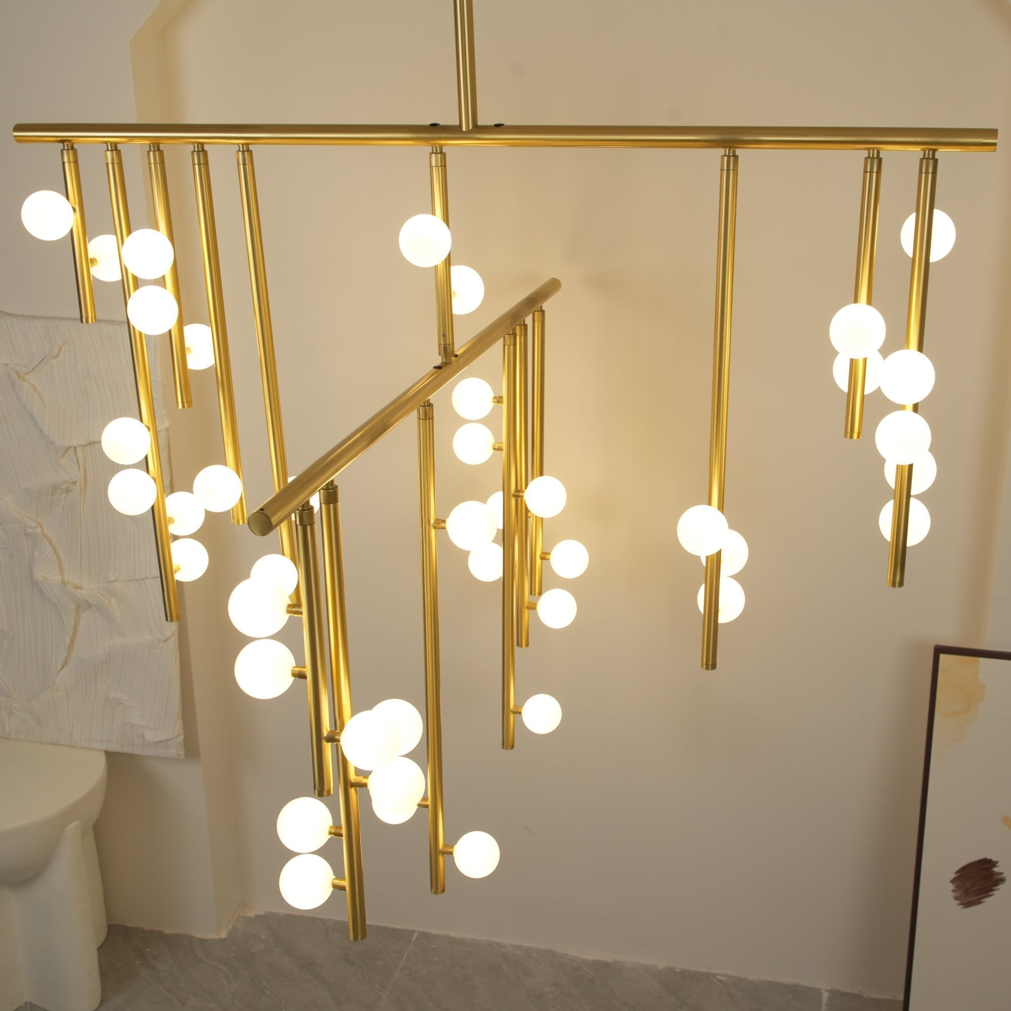 Eurzoris Lustre Linéaire Géométrique en Laiton