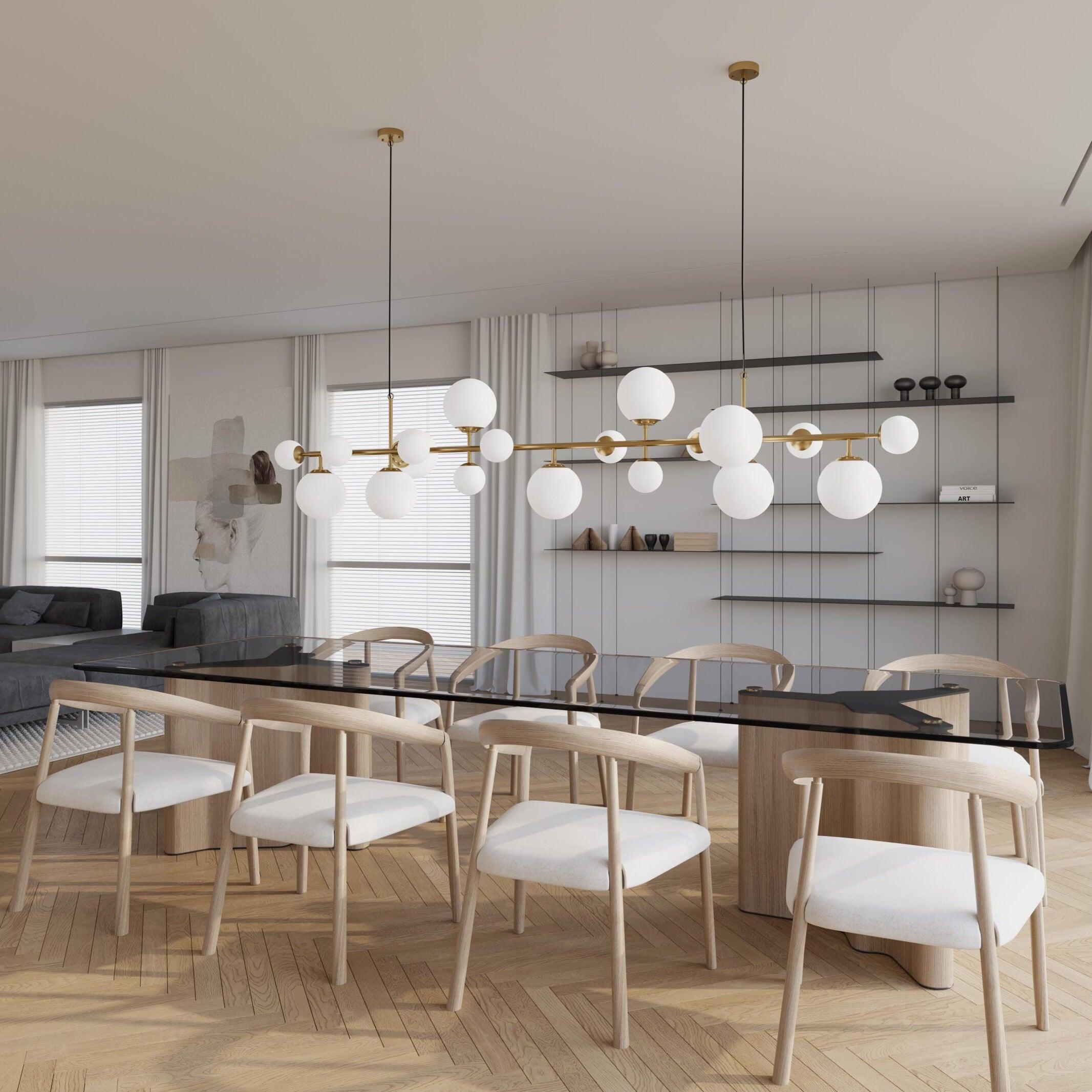 Solara Lustre Laiton Verre Globe