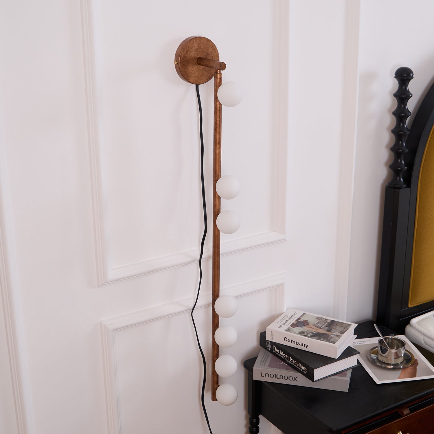 Pamela Tube Plug-in Brass Glass Wall Lamp