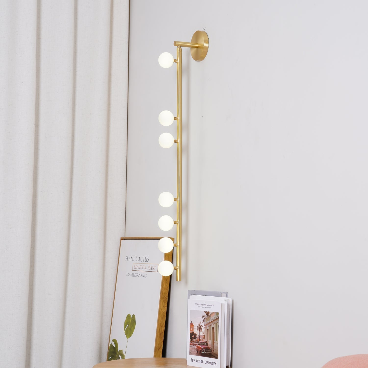 Pamela Tube Plug-in Brass Glass Wall Lamp