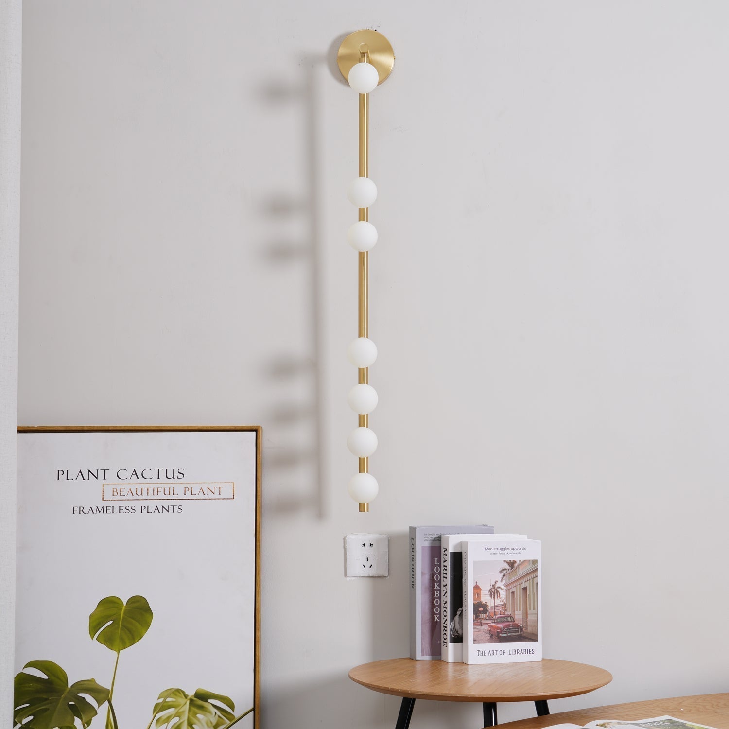 Pamela Tube Plug-in Brass Glass Wall Lamp