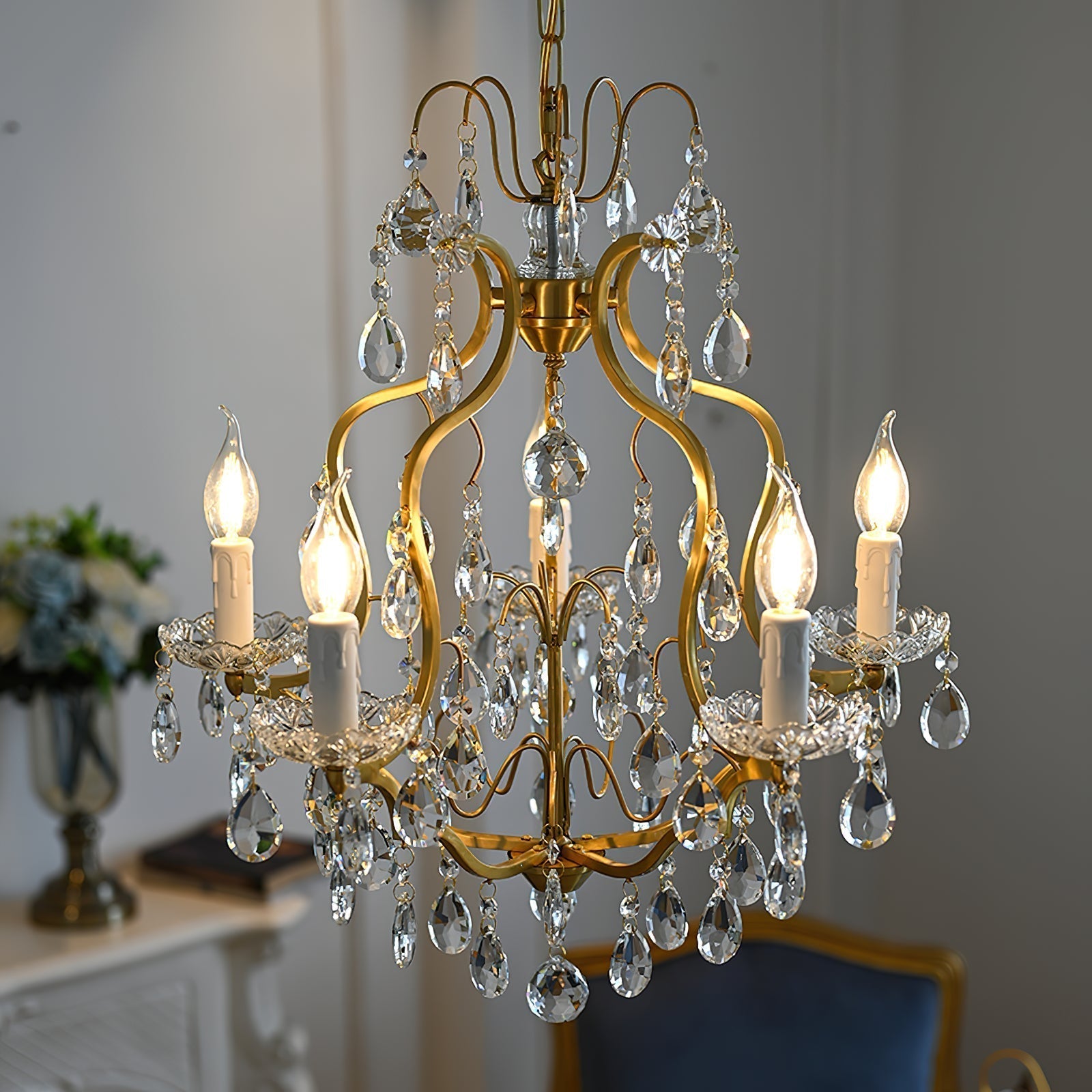 Cevinyra Postmodern Luxe Laiton Cristal Parchemins Lustre