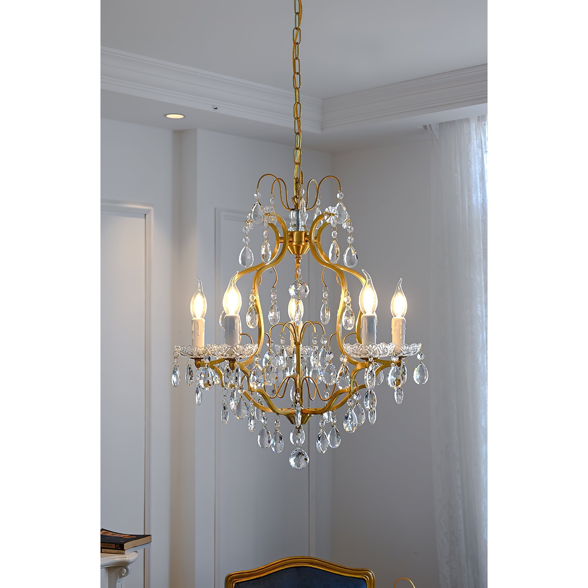 Cevinyra Postmodern Luxe Laiton Cristal Parchemins Lustre