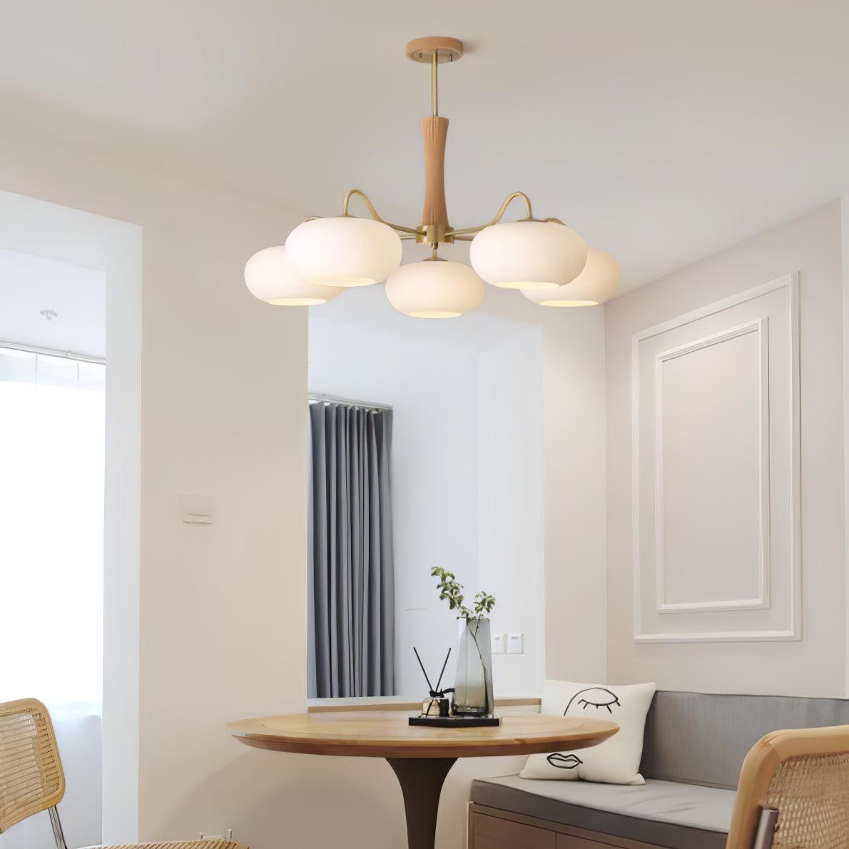 Lustra Lustre en Laiton et Bois Kaki