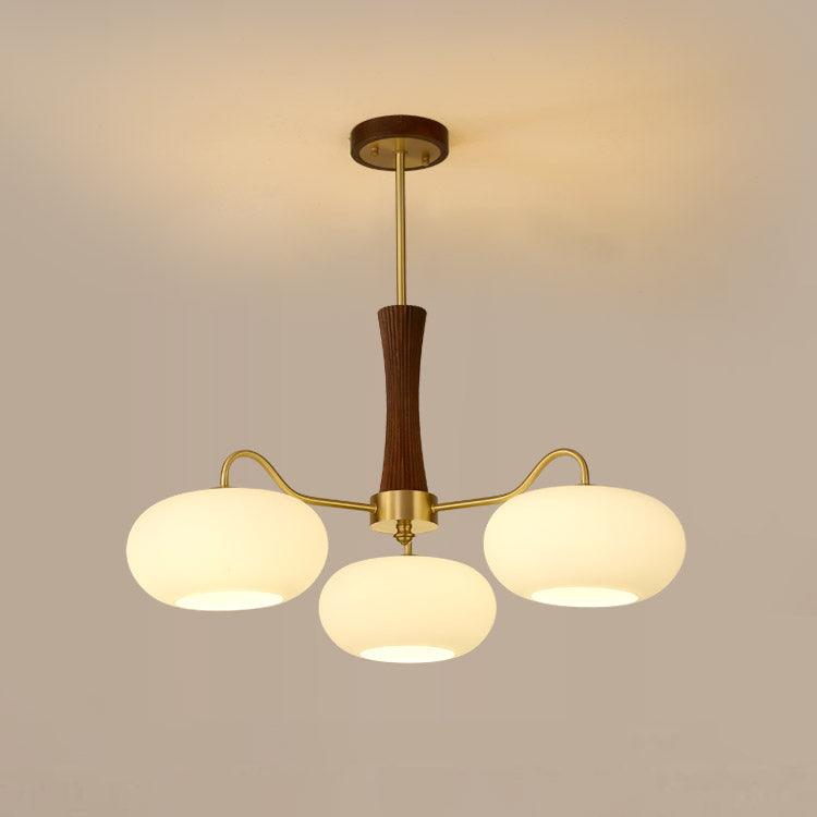 Lustra Lustre en Laiton et Bois Kaki